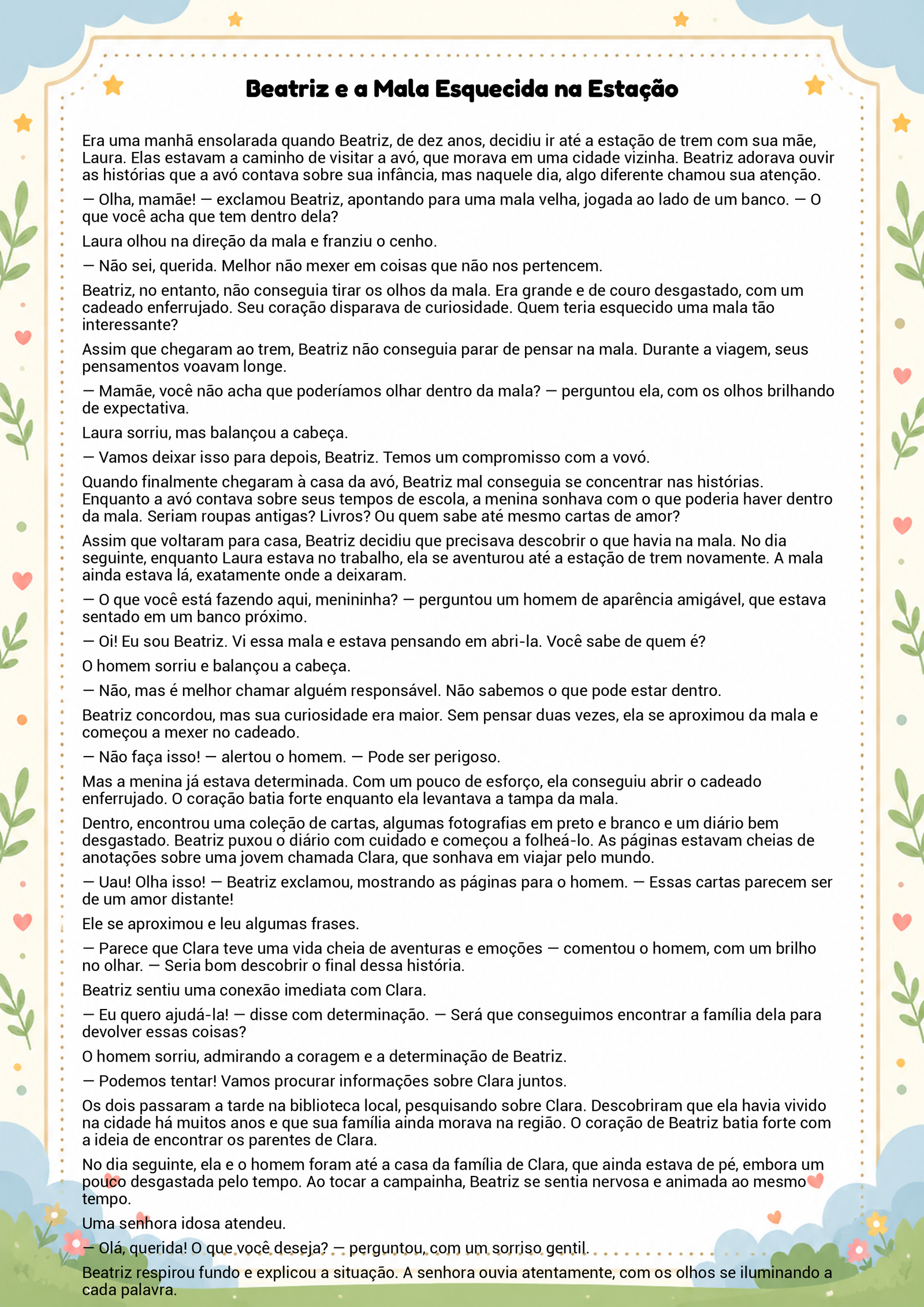 História infantil para imprimir