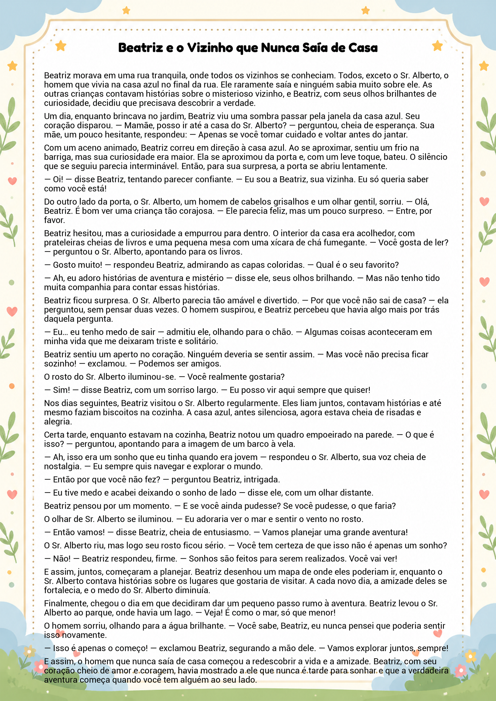 História infantil para imprimir
