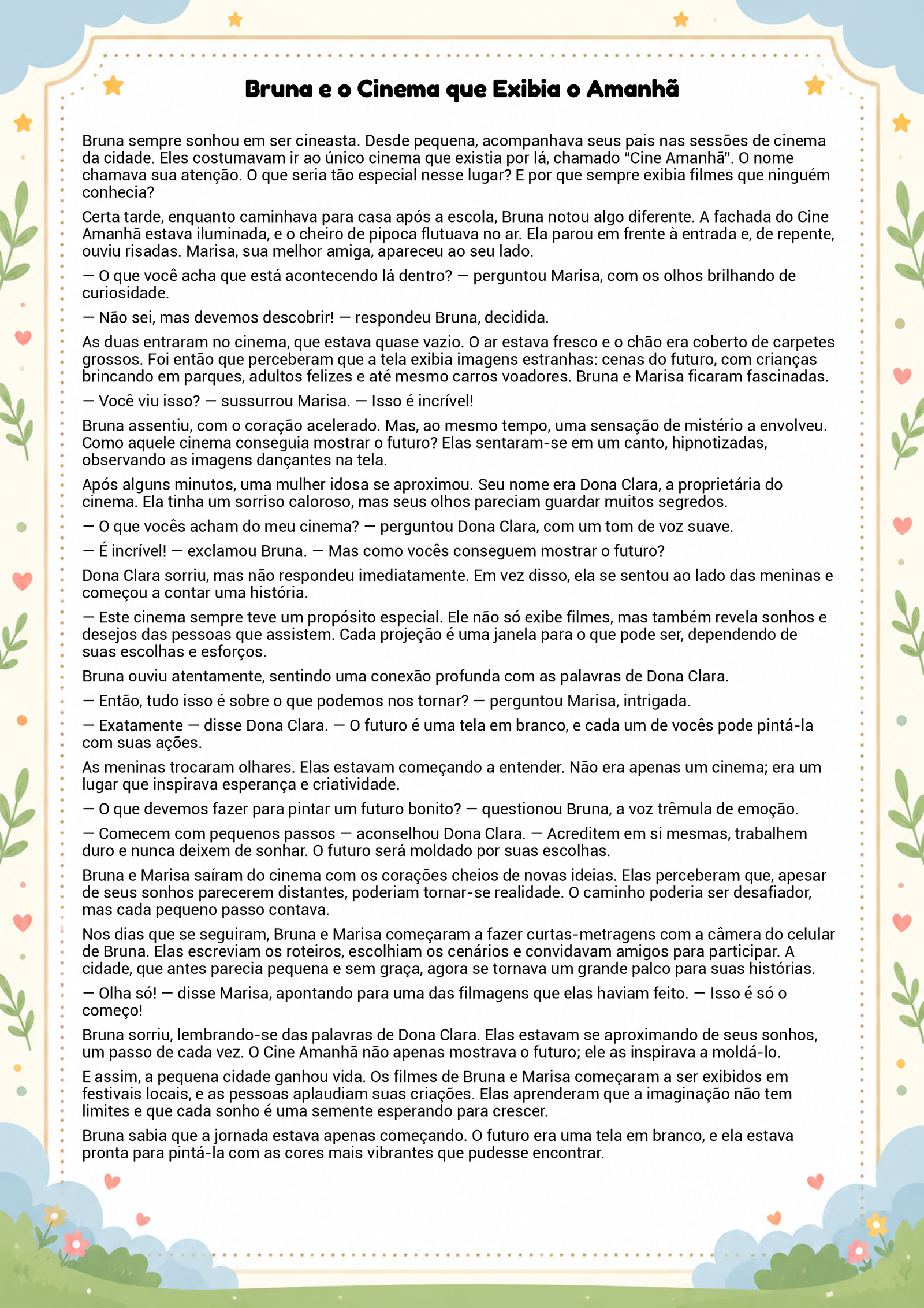 História infantil para imprimir