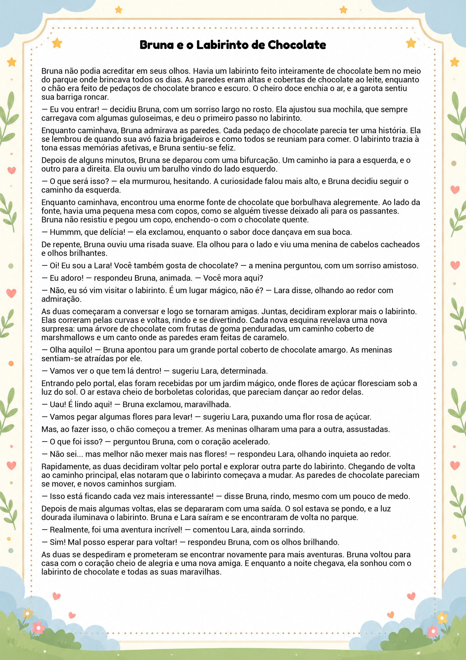 História infantil para imprimir
