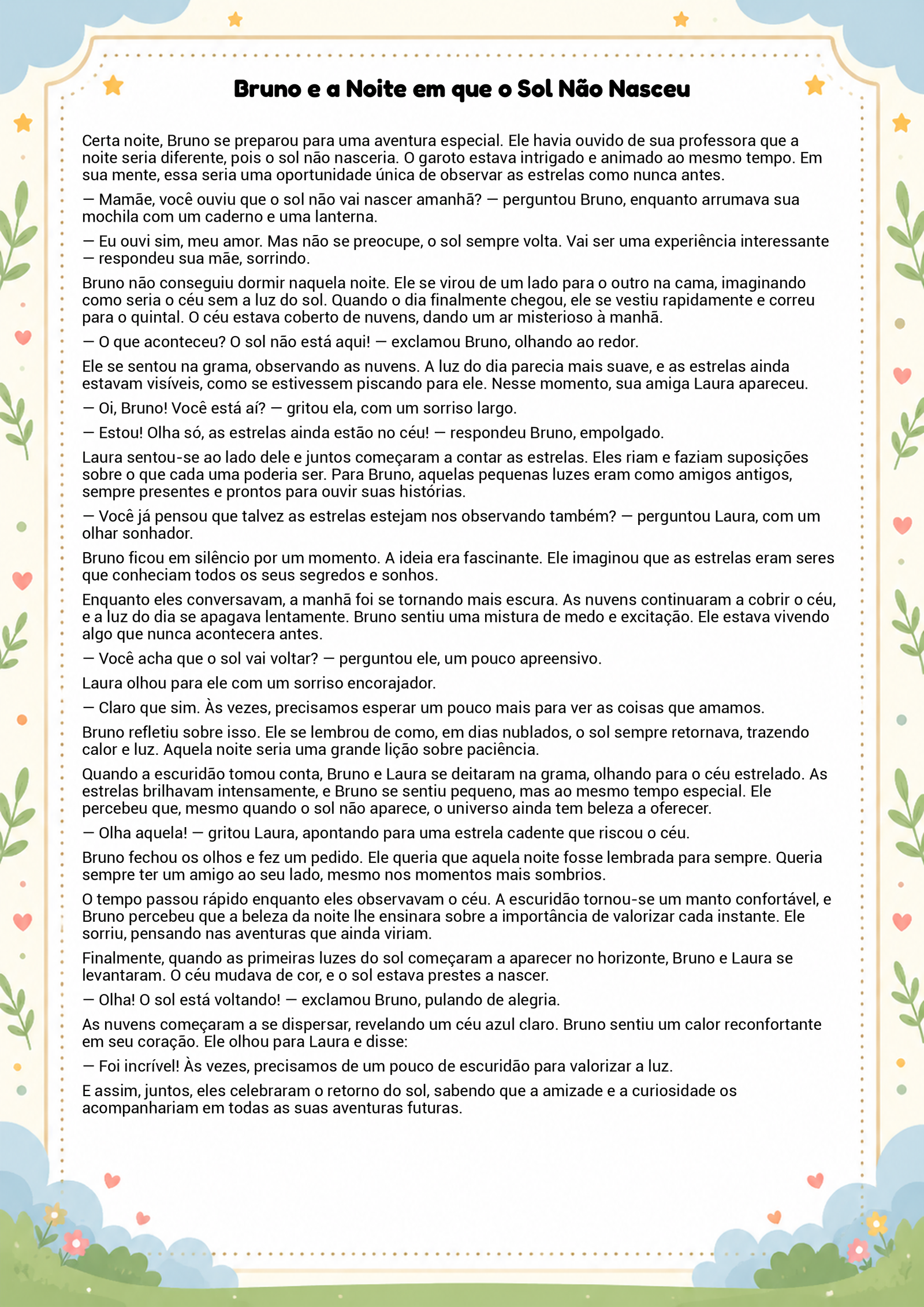 História infantil para imprimir