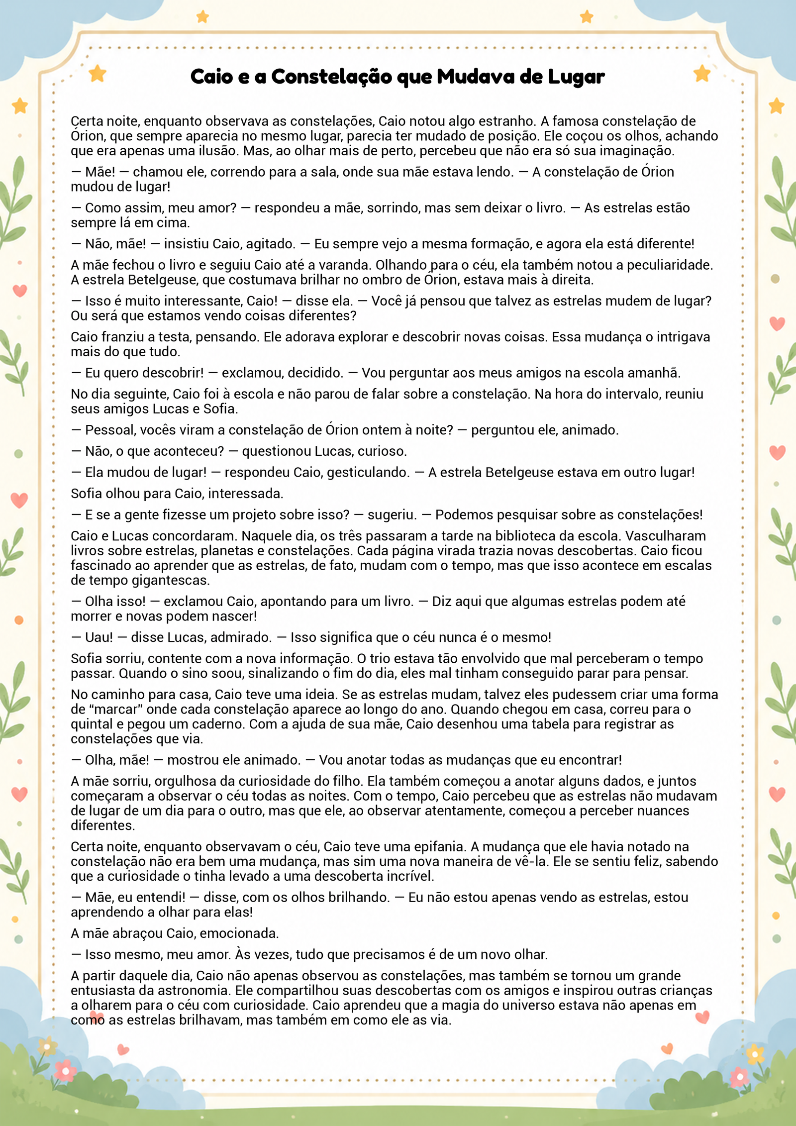 História infantil para imprimir