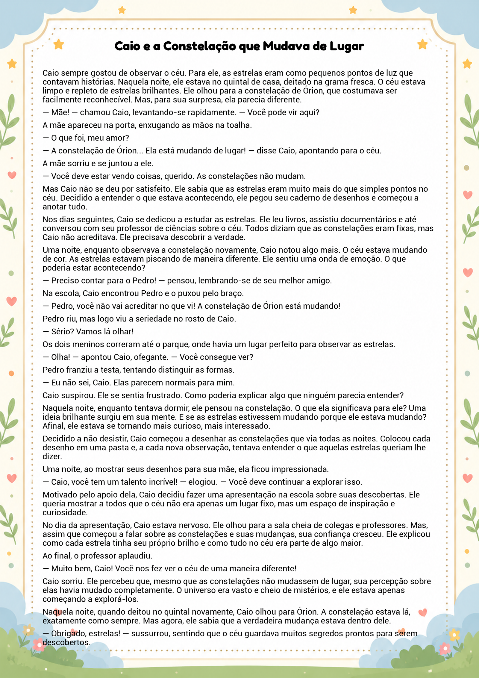 História infantil para imprimir