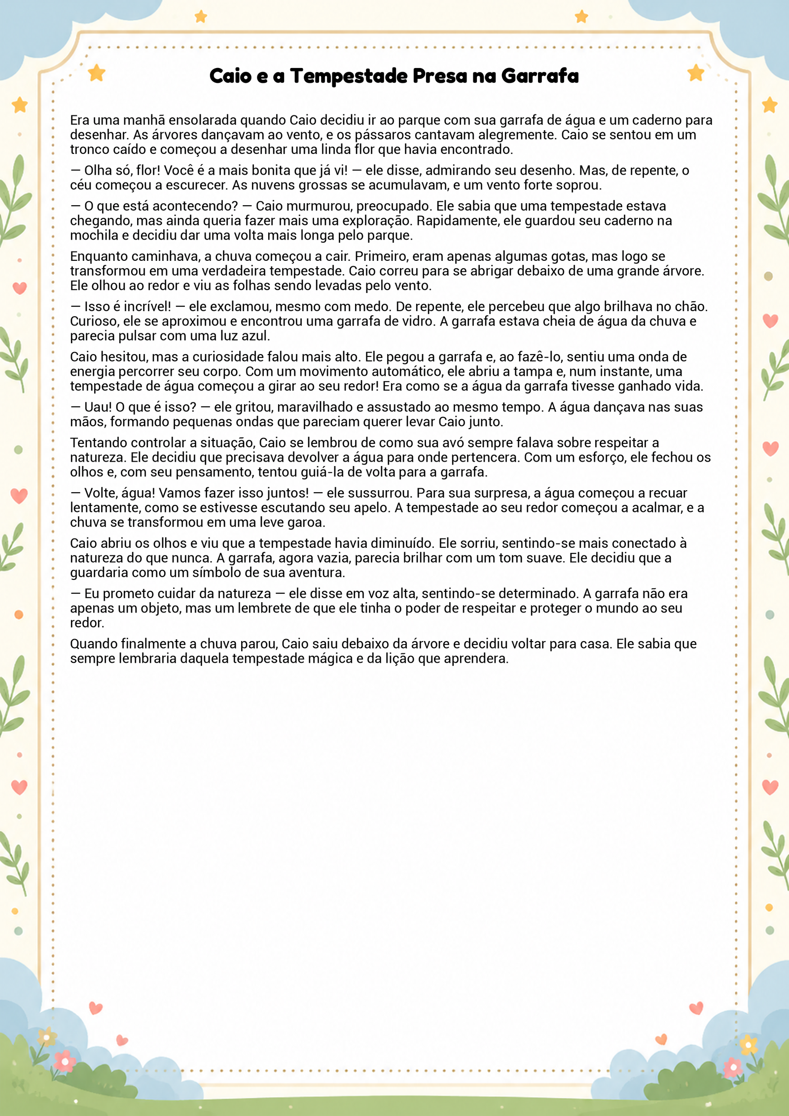 História infantil para imprimir