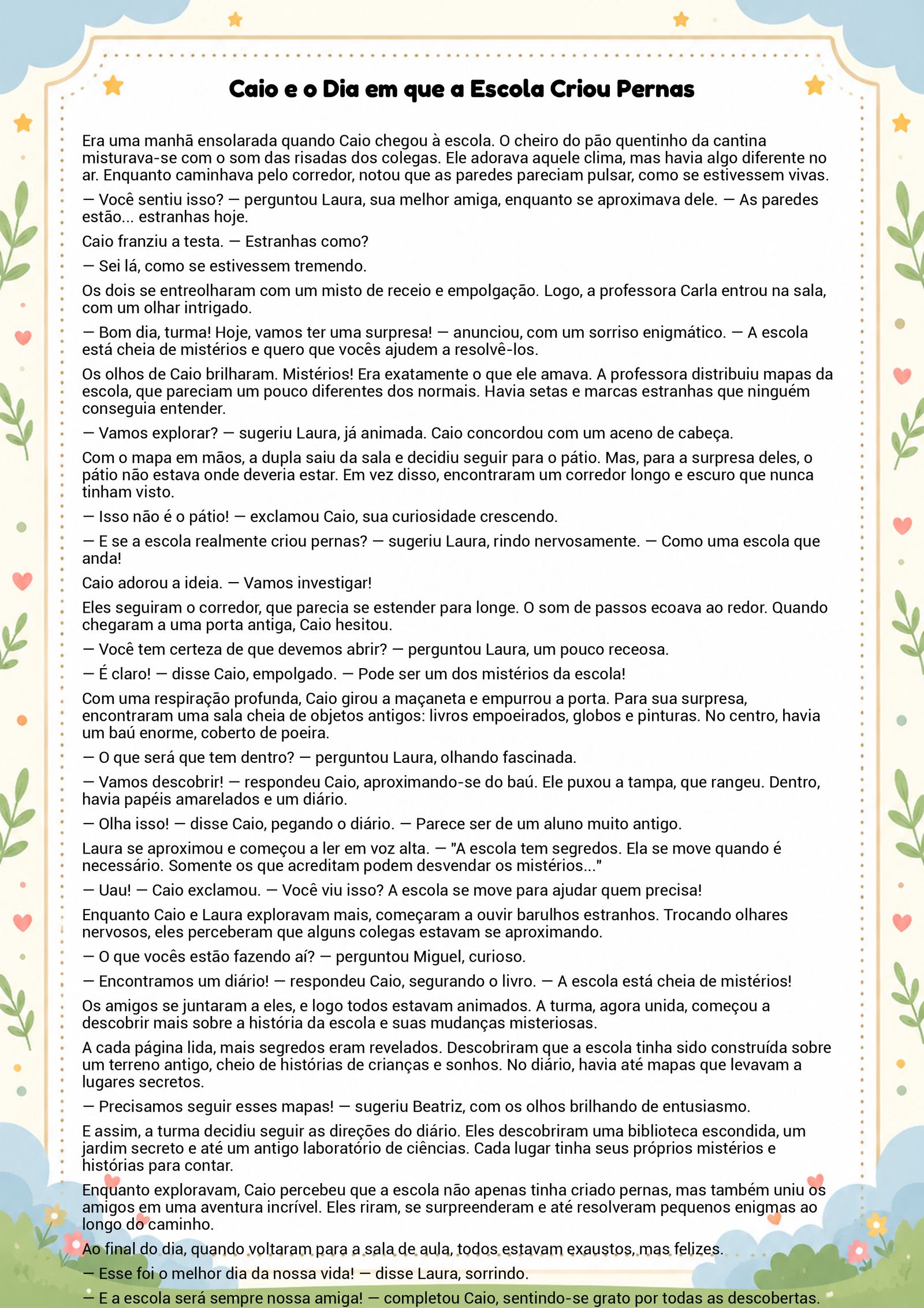 História infantil para imprimir