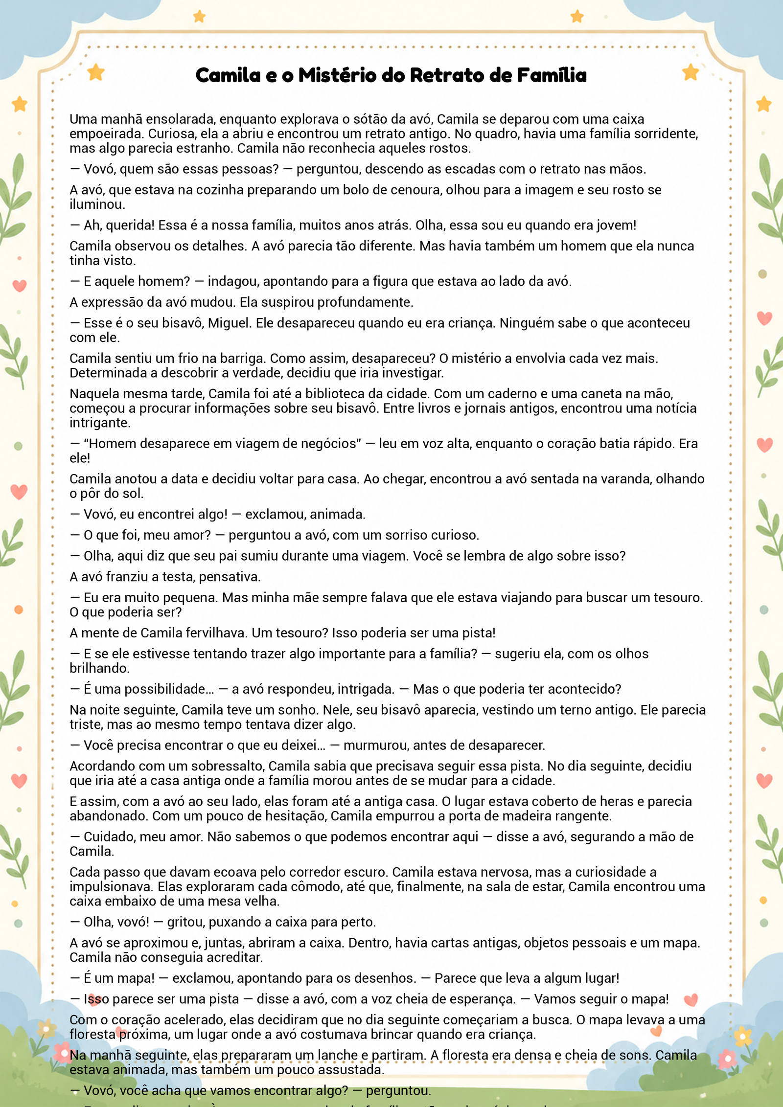 História infantil para imprimir