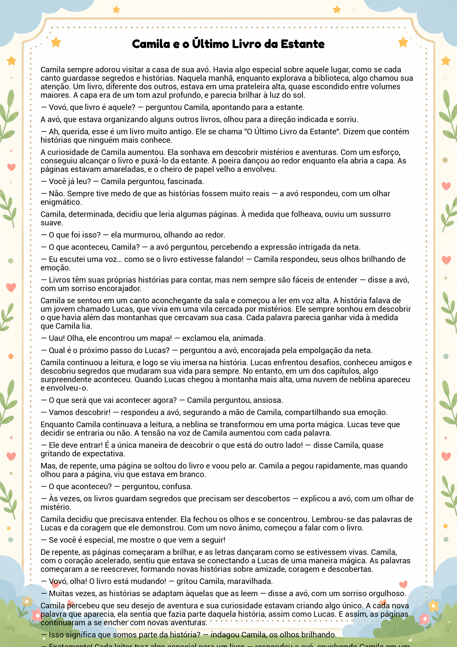 História infantil para imprimir
