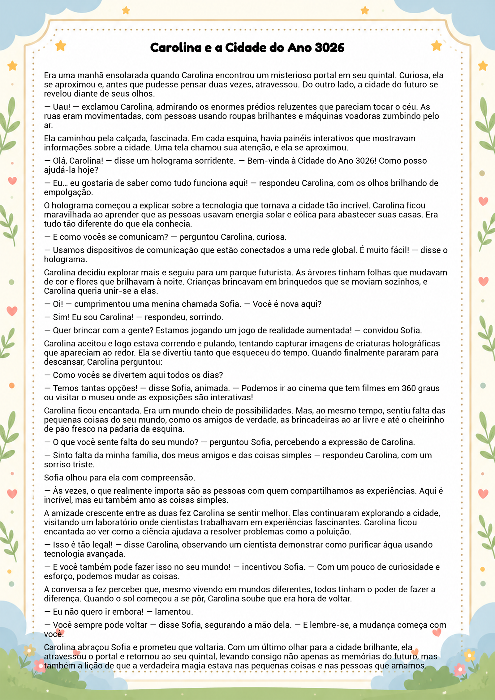 História infantil para imprimir