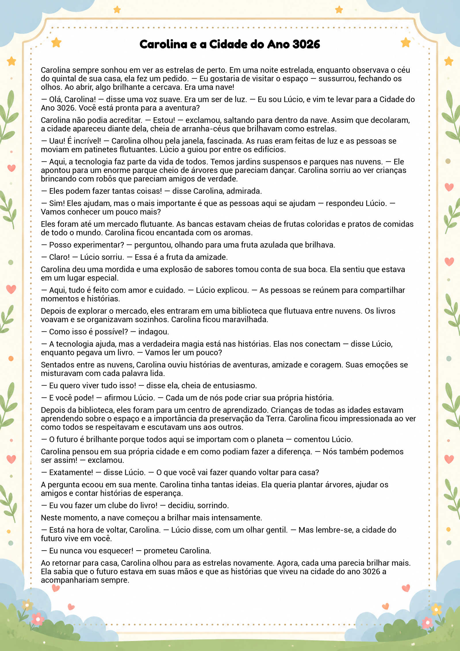 História infantil para imprimir