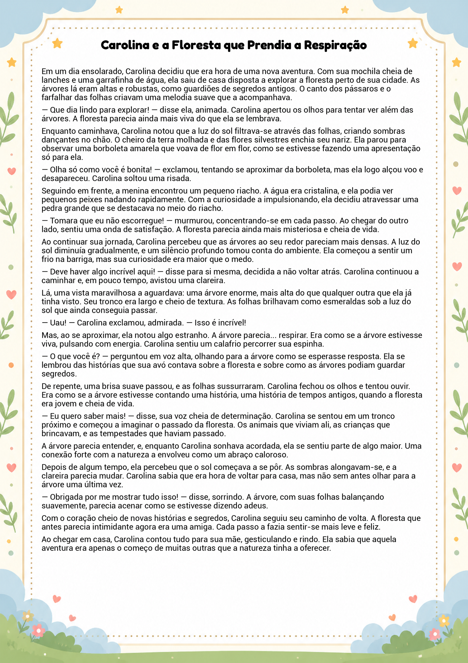 História infantil para imprimir