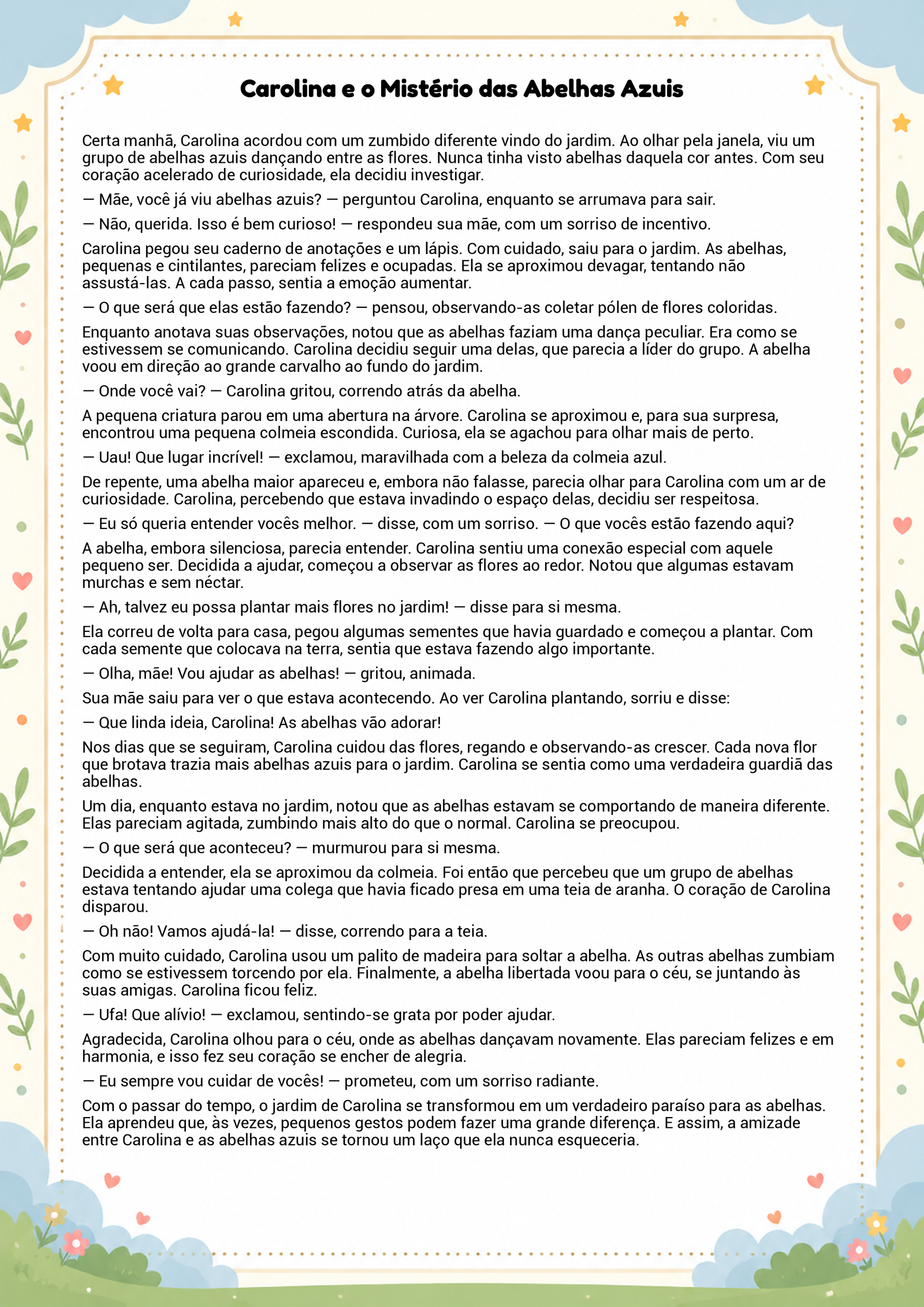 História infantil para imprimir