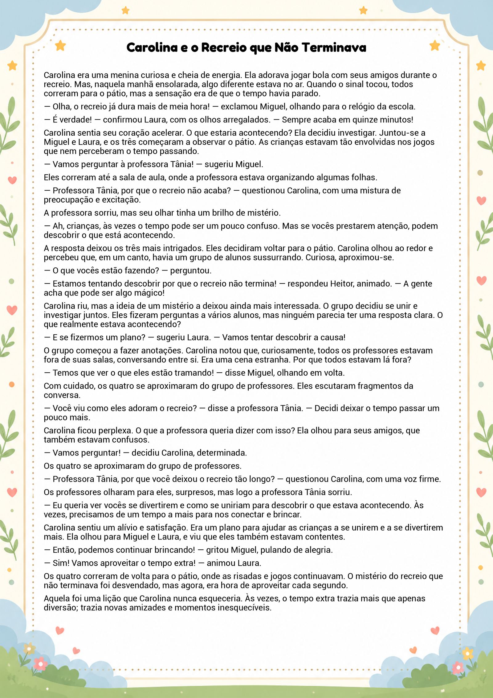 História infantil para imprimir