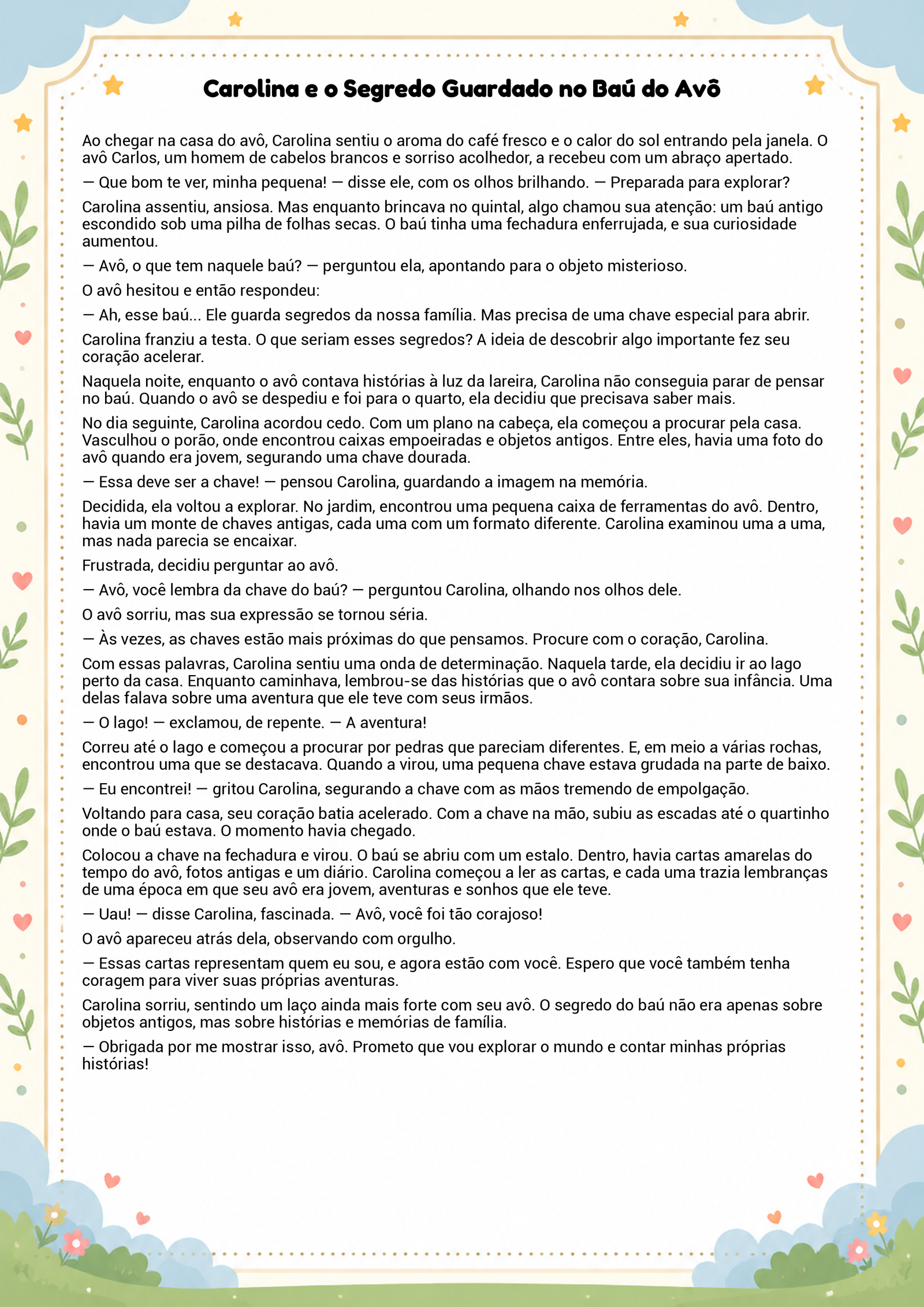 História infantil para imprimir