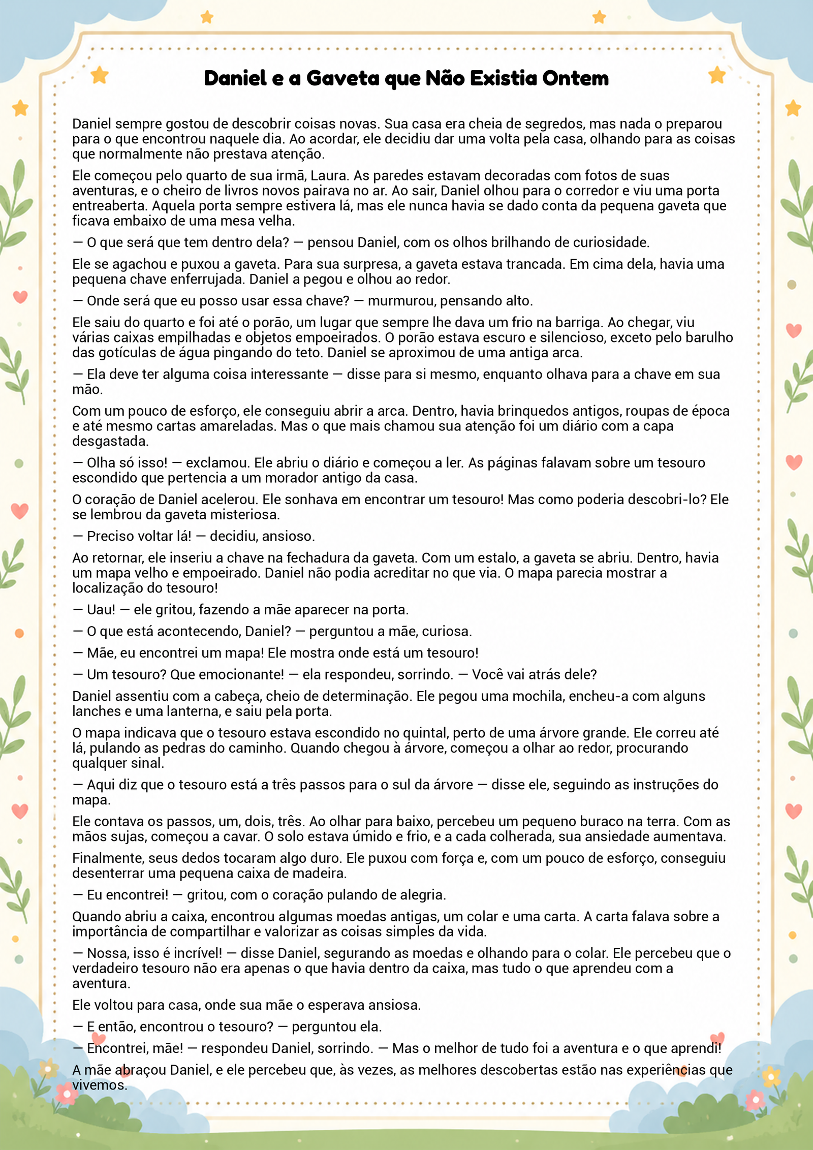 História infantil para imprimir