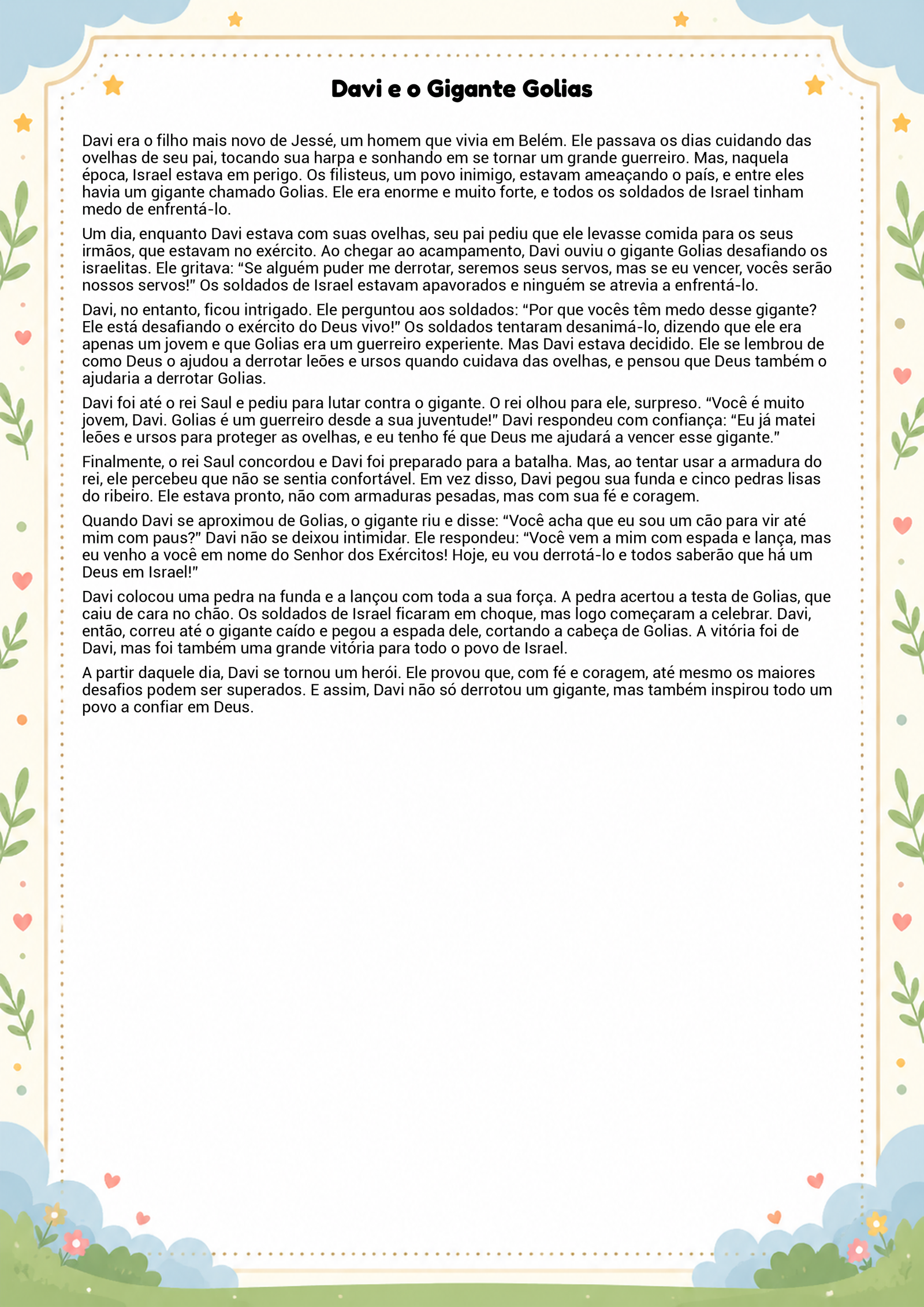História infantil para imprimir