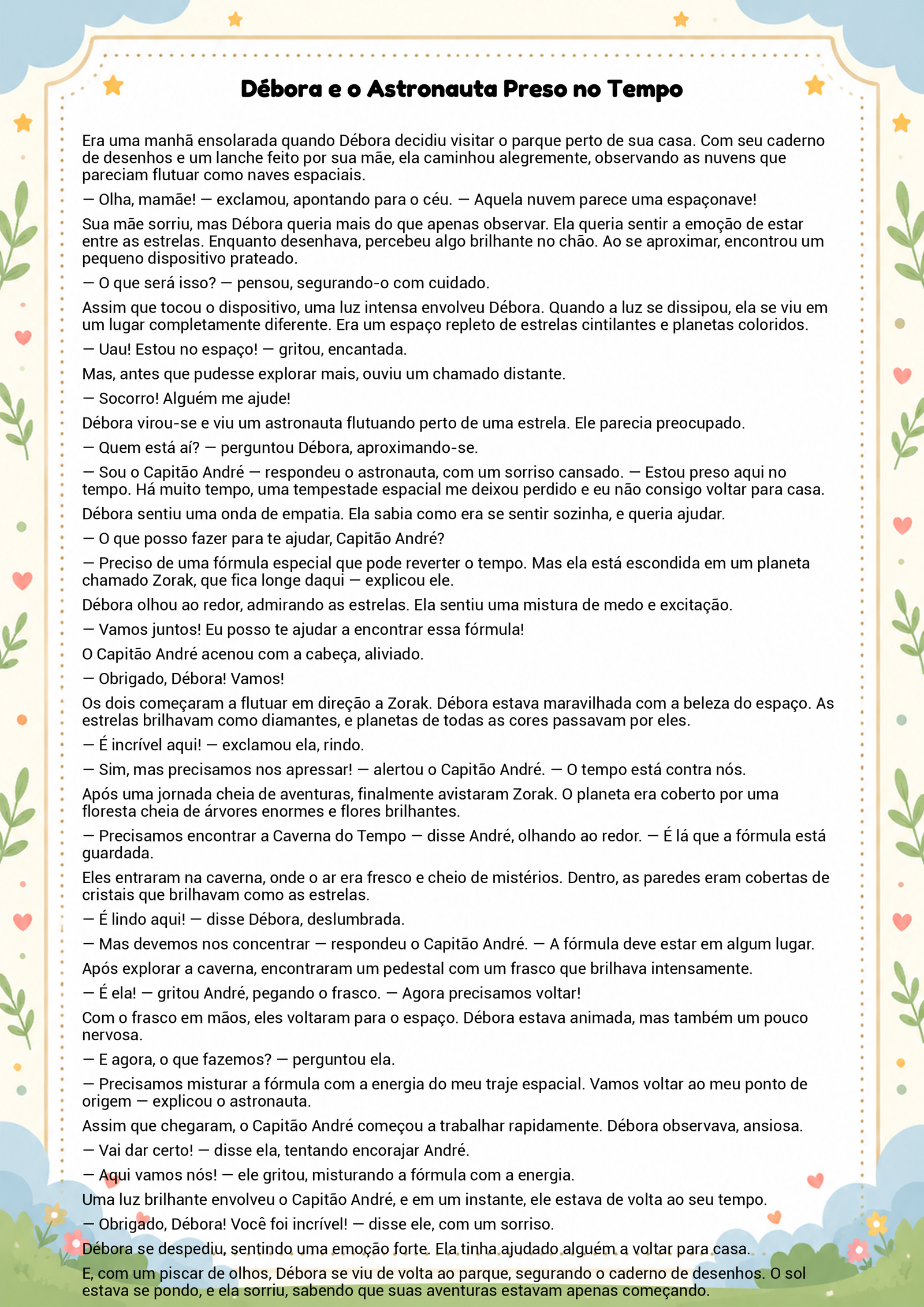 História infantil para imprimir