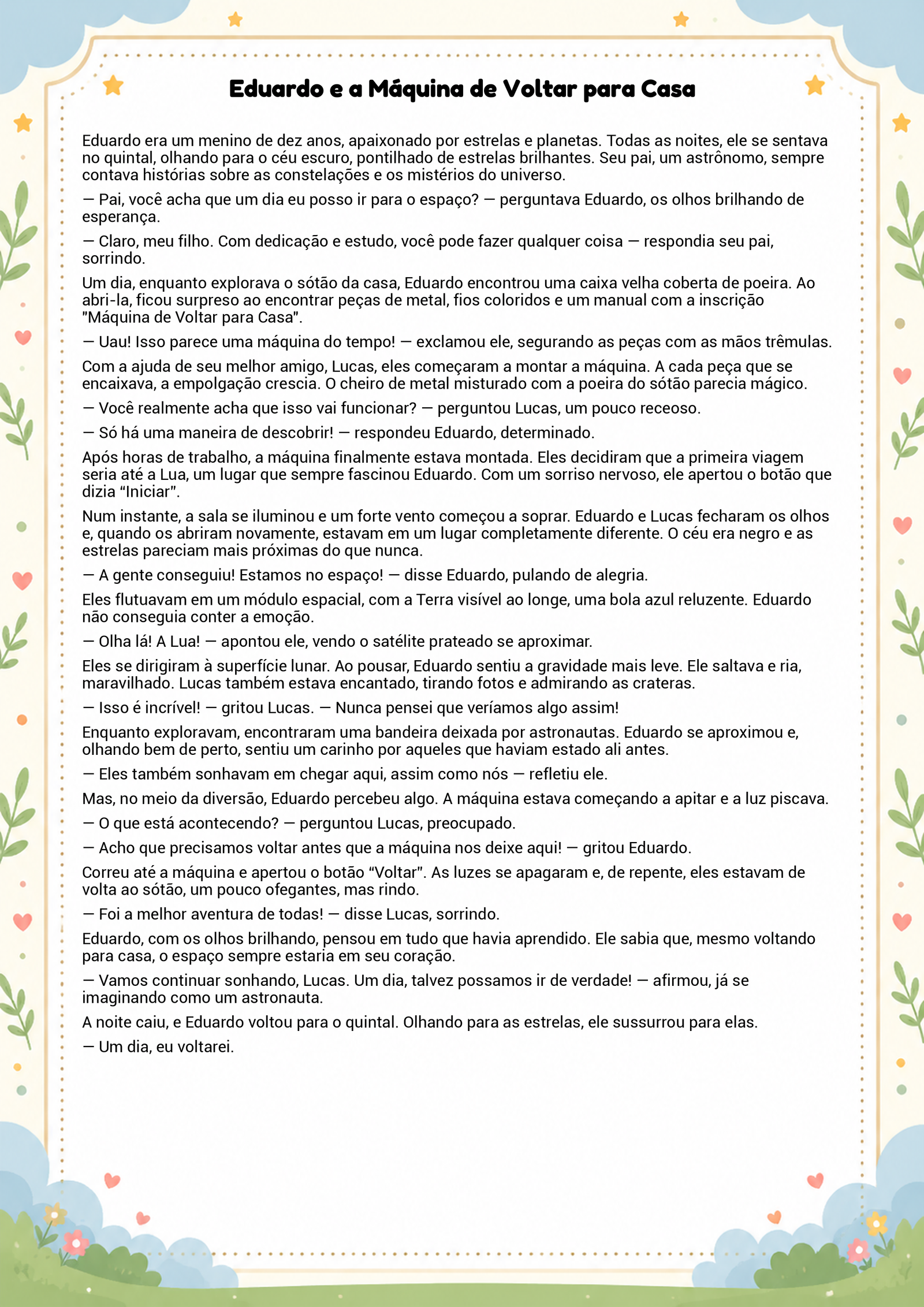 História infantil para imprimir