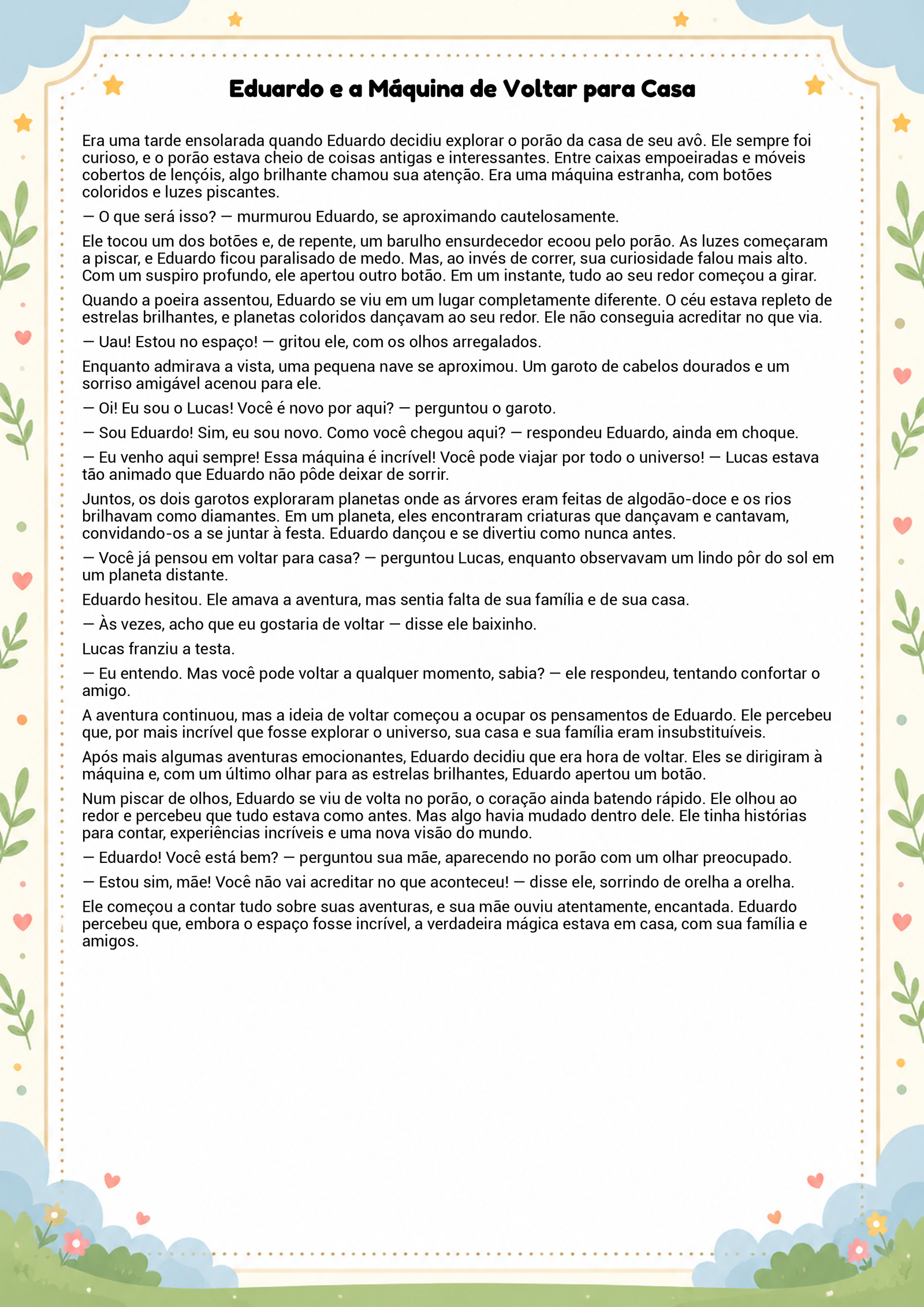 História infantil para imprimir