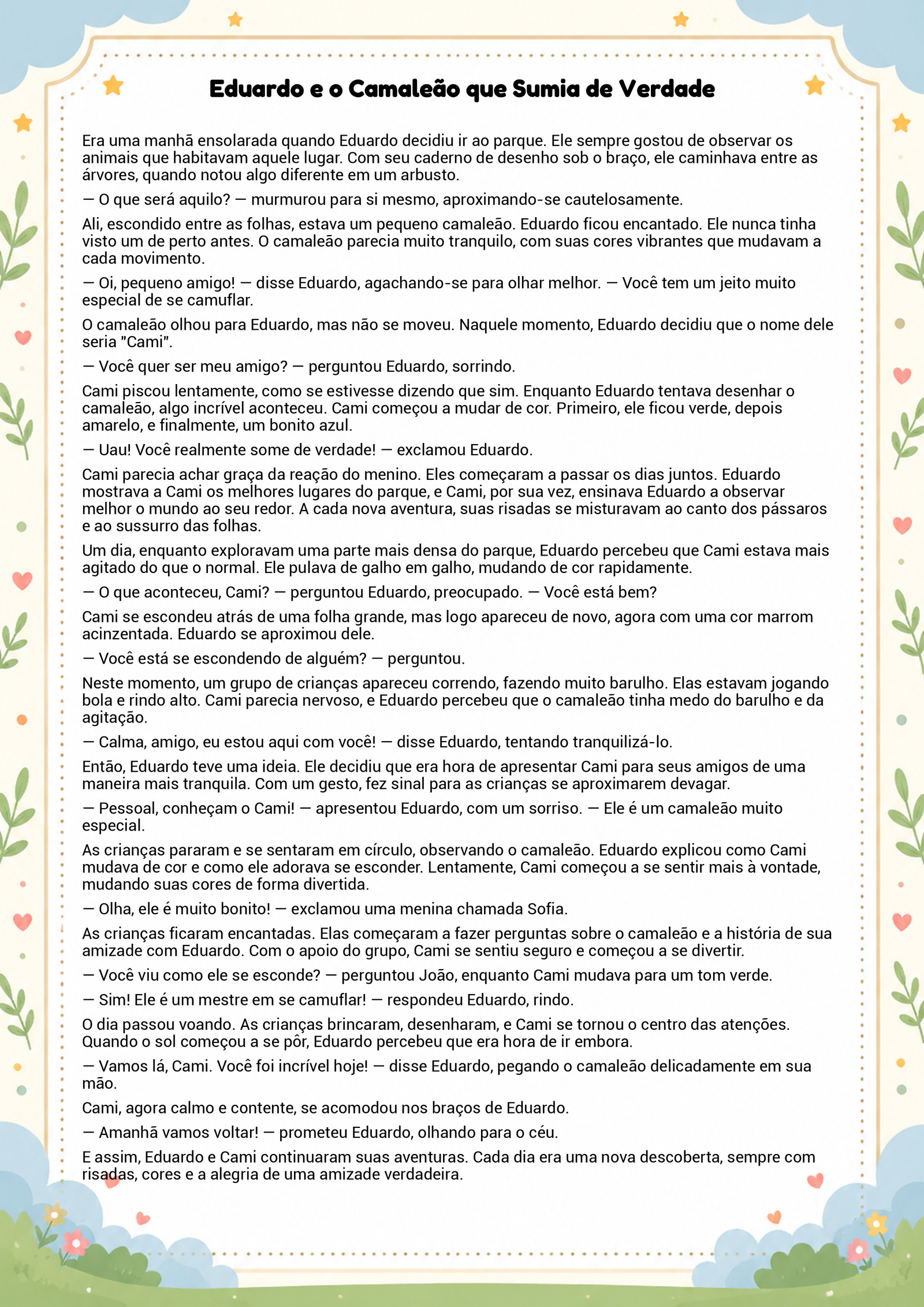 História infantil para imprimir