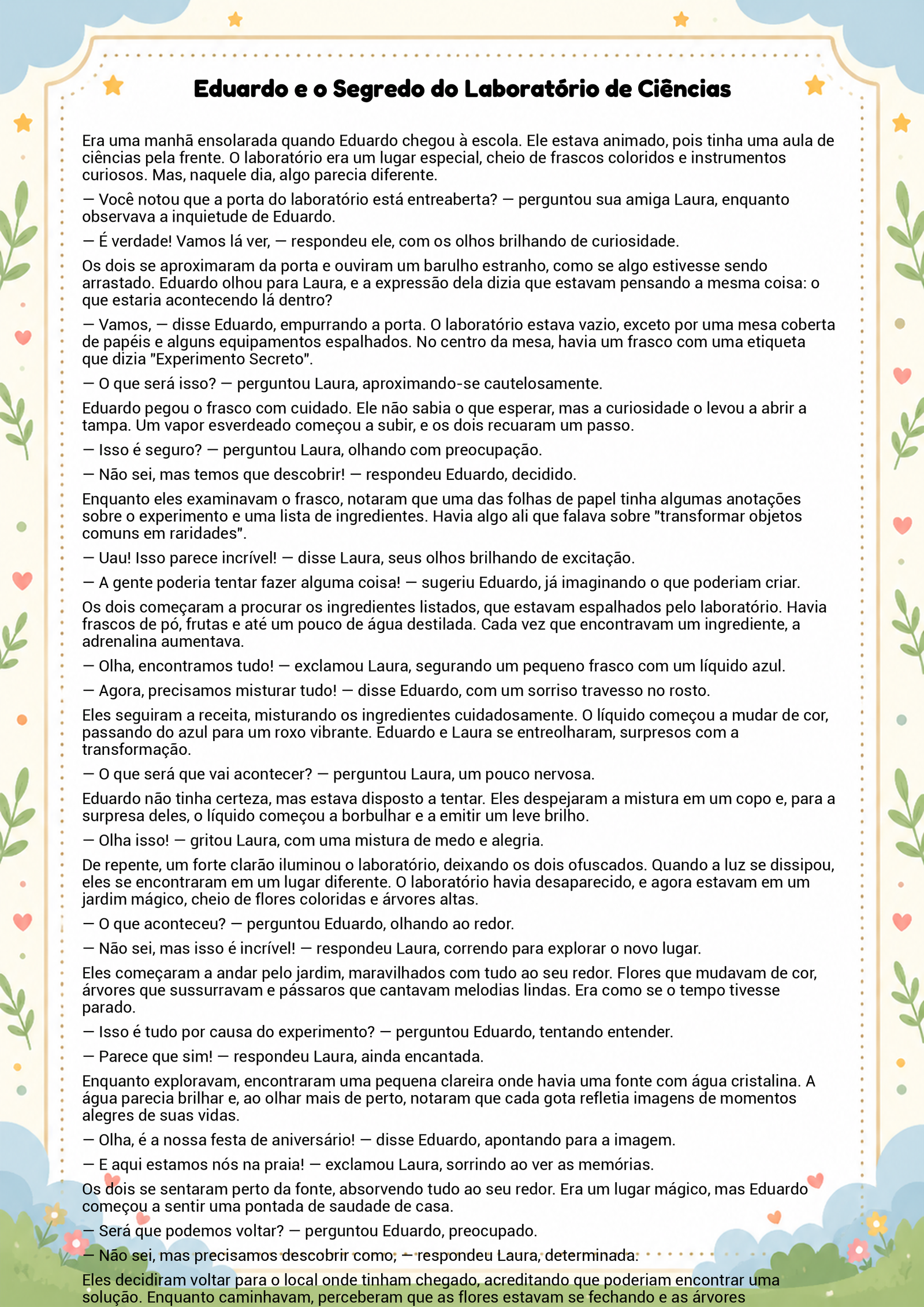 História infantil para imprimir