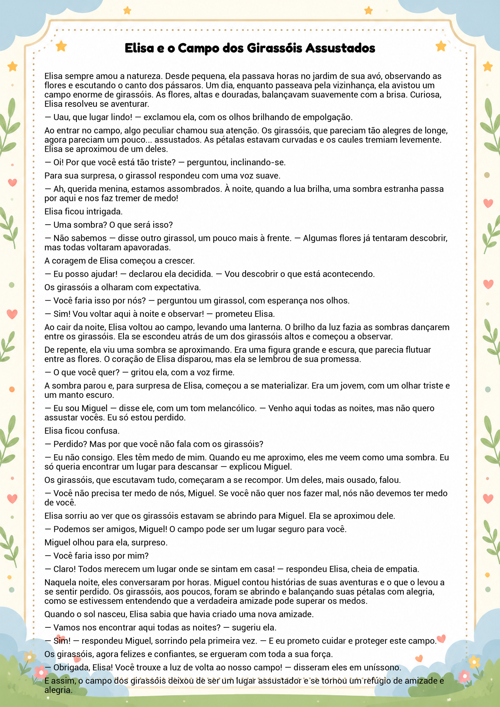 História infantil para imprimir
