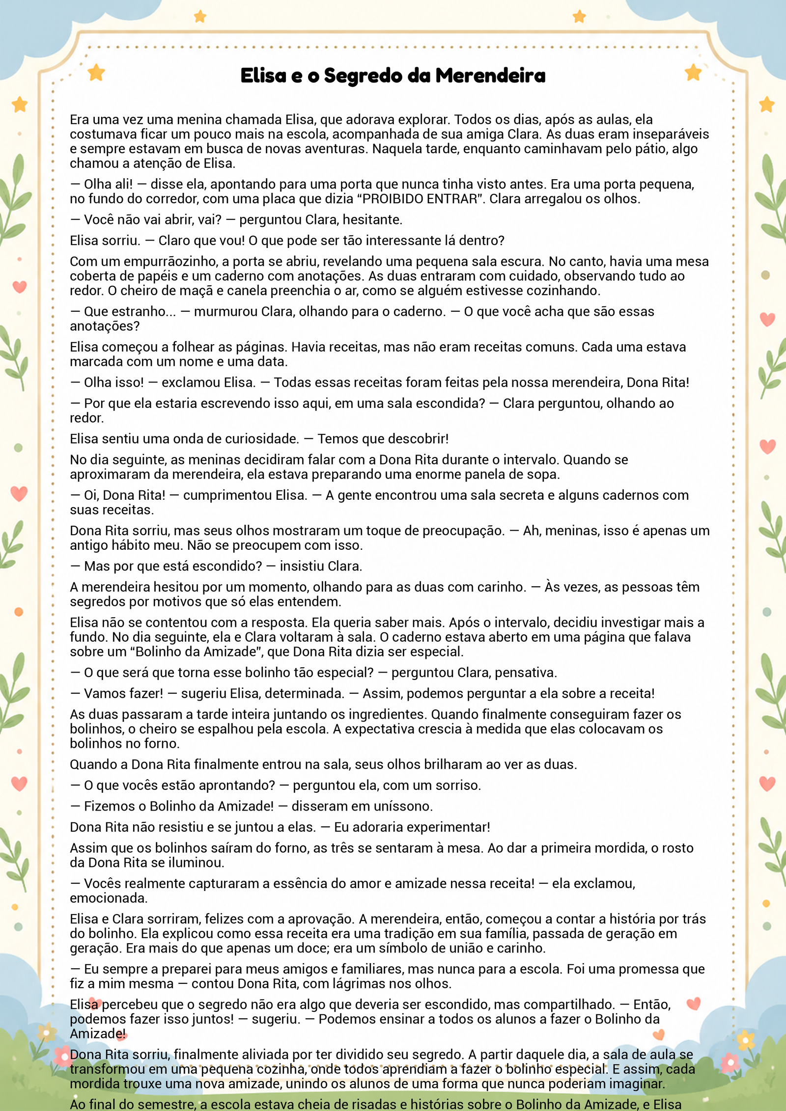 História infantil para imprimir