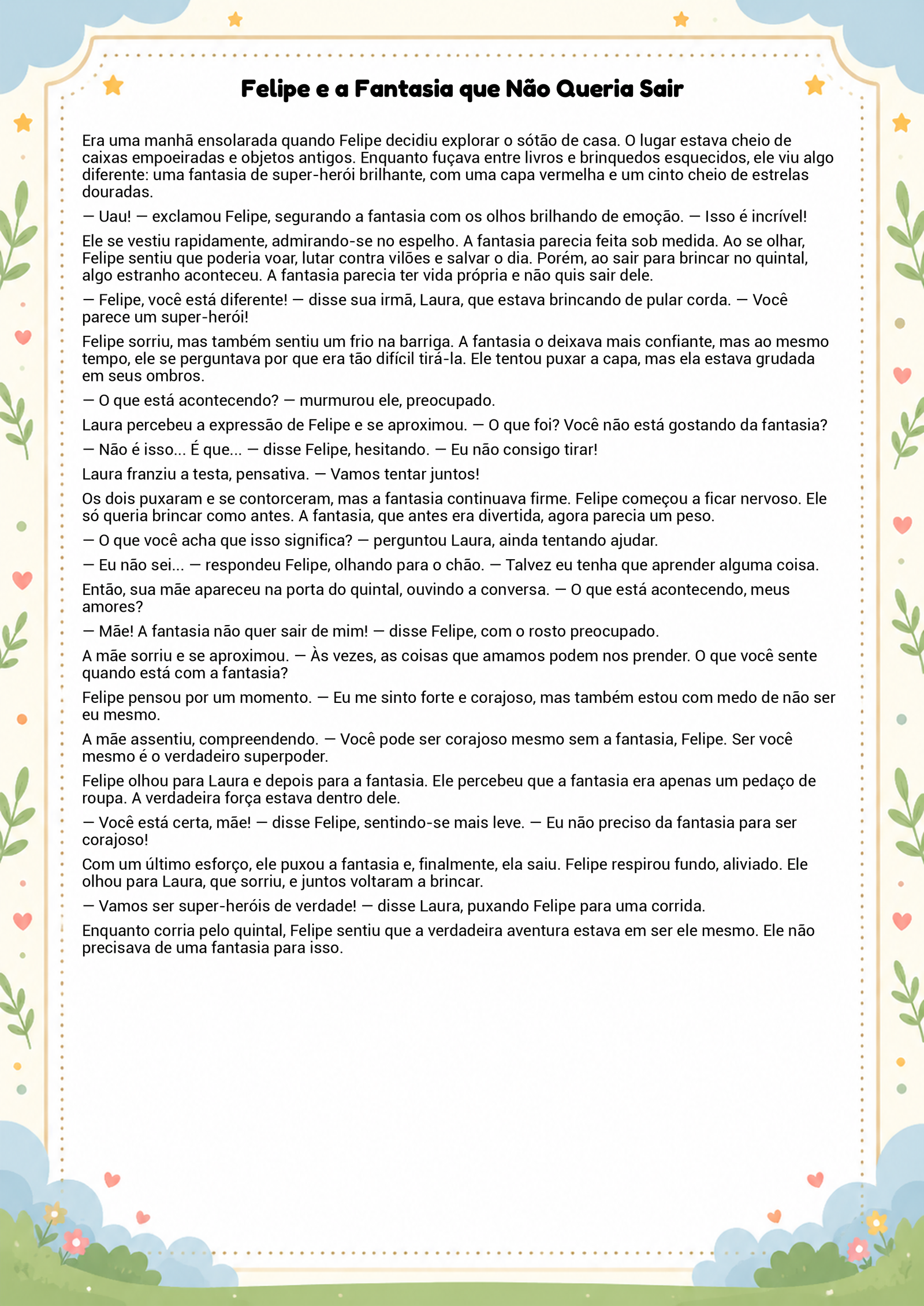 História infantil para imprimir