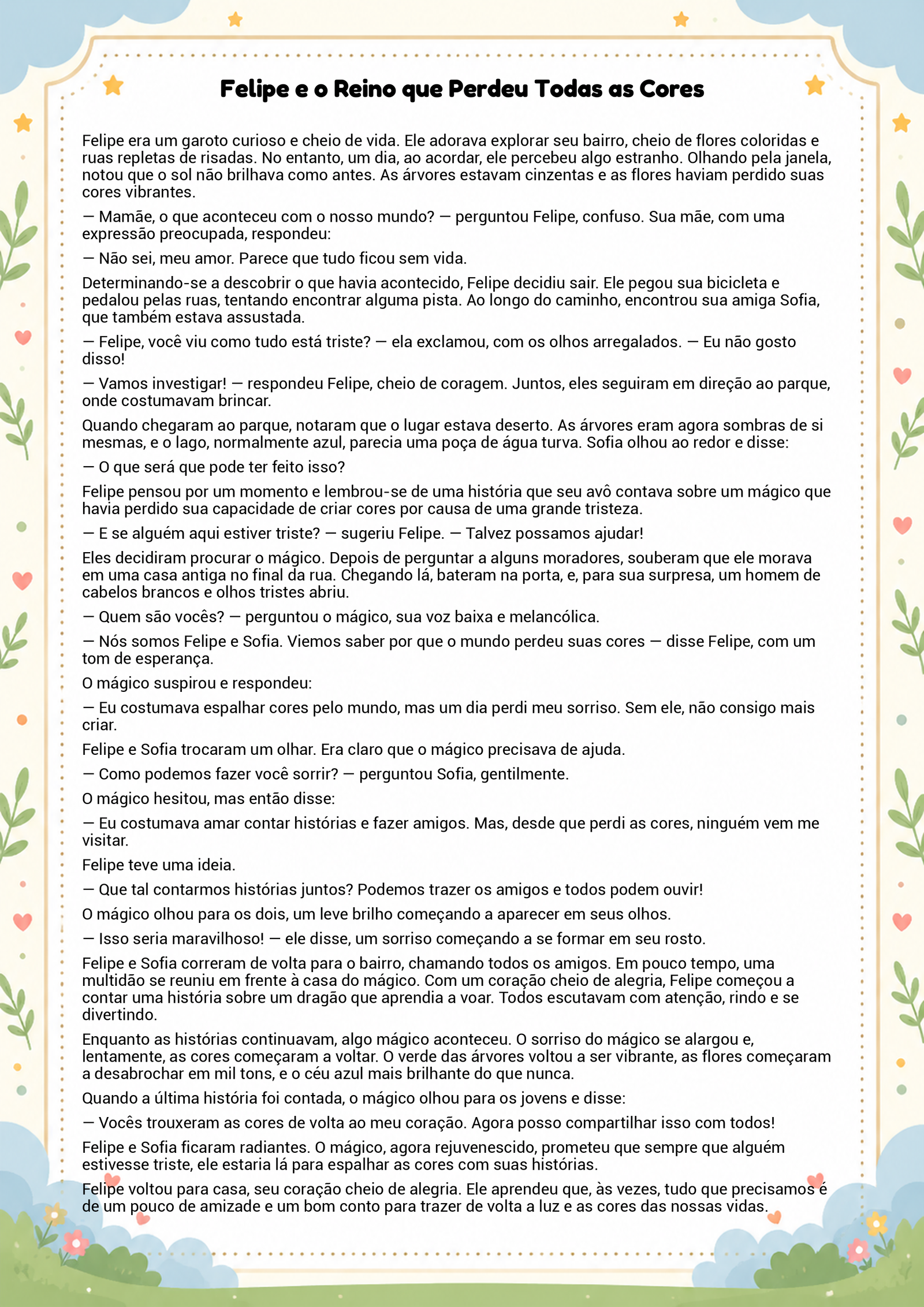 História infantil para imprimir