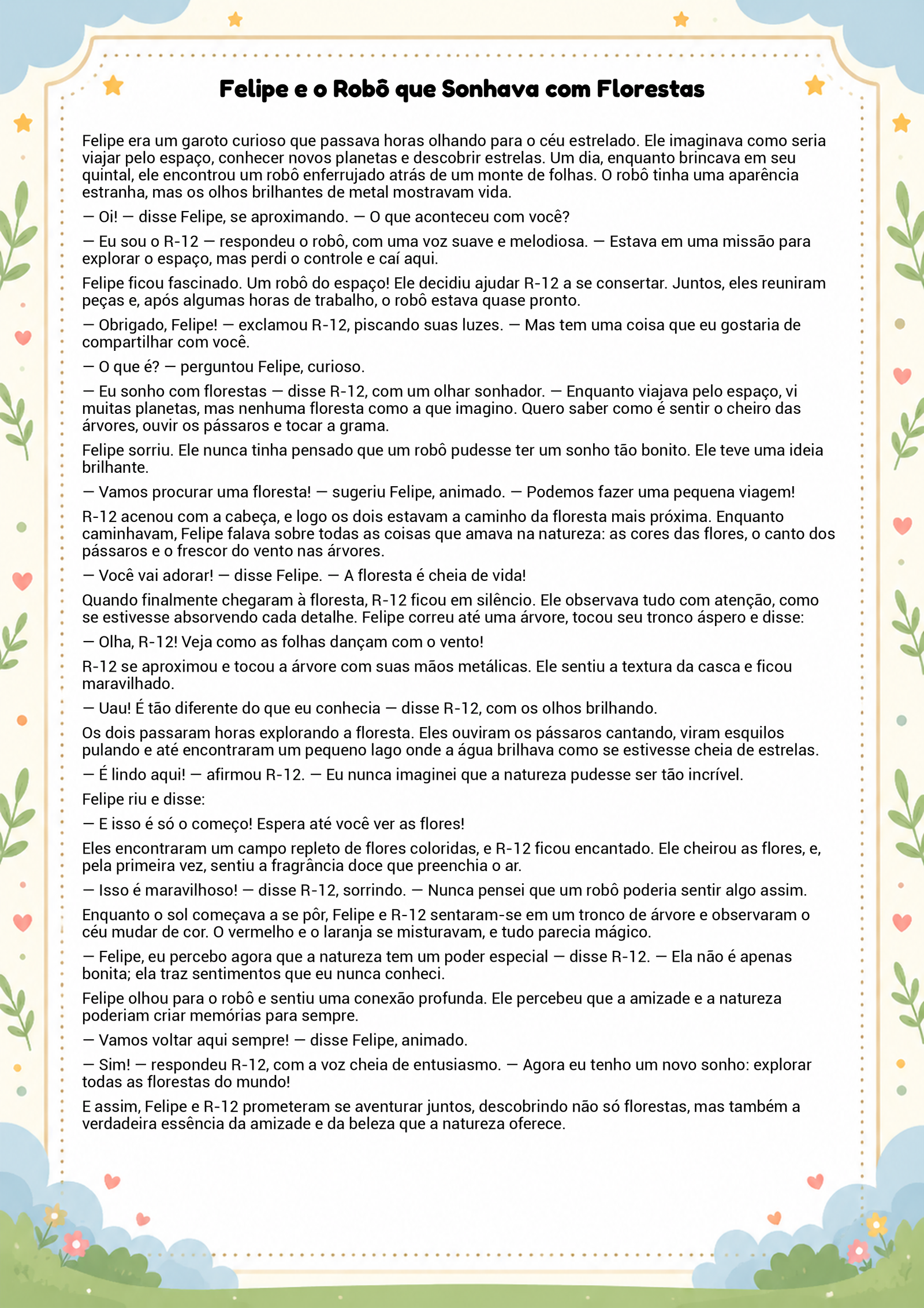 História infantil para imprimir