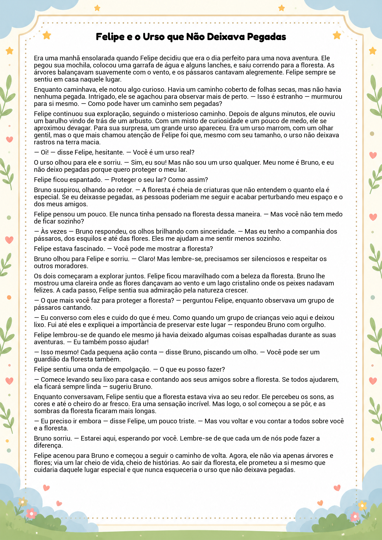 História infantil para imprimir
