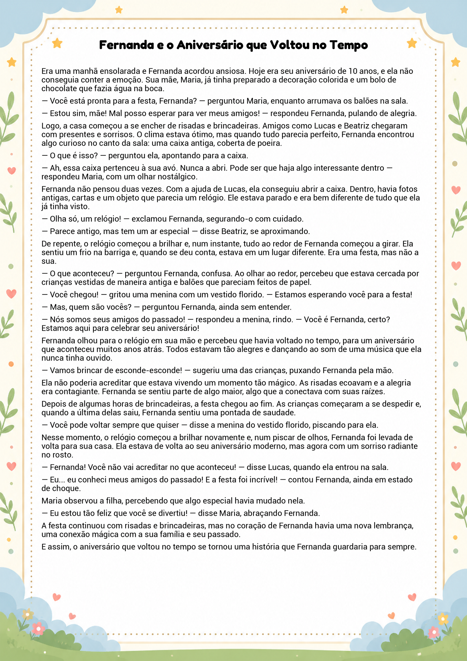 História infantil para imprimir