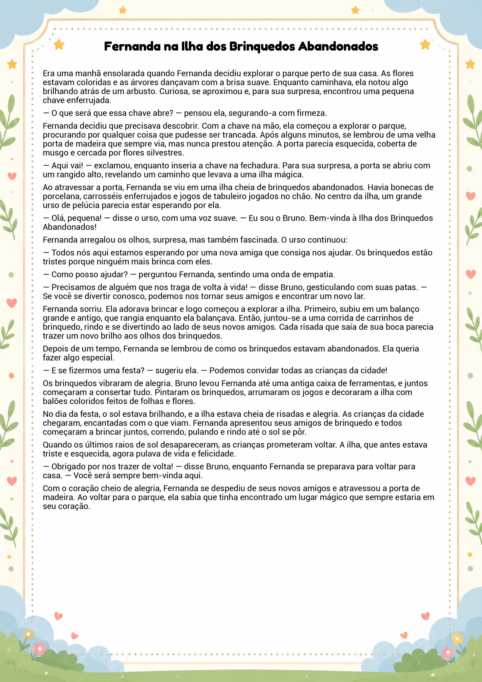 História infantil para imprimir