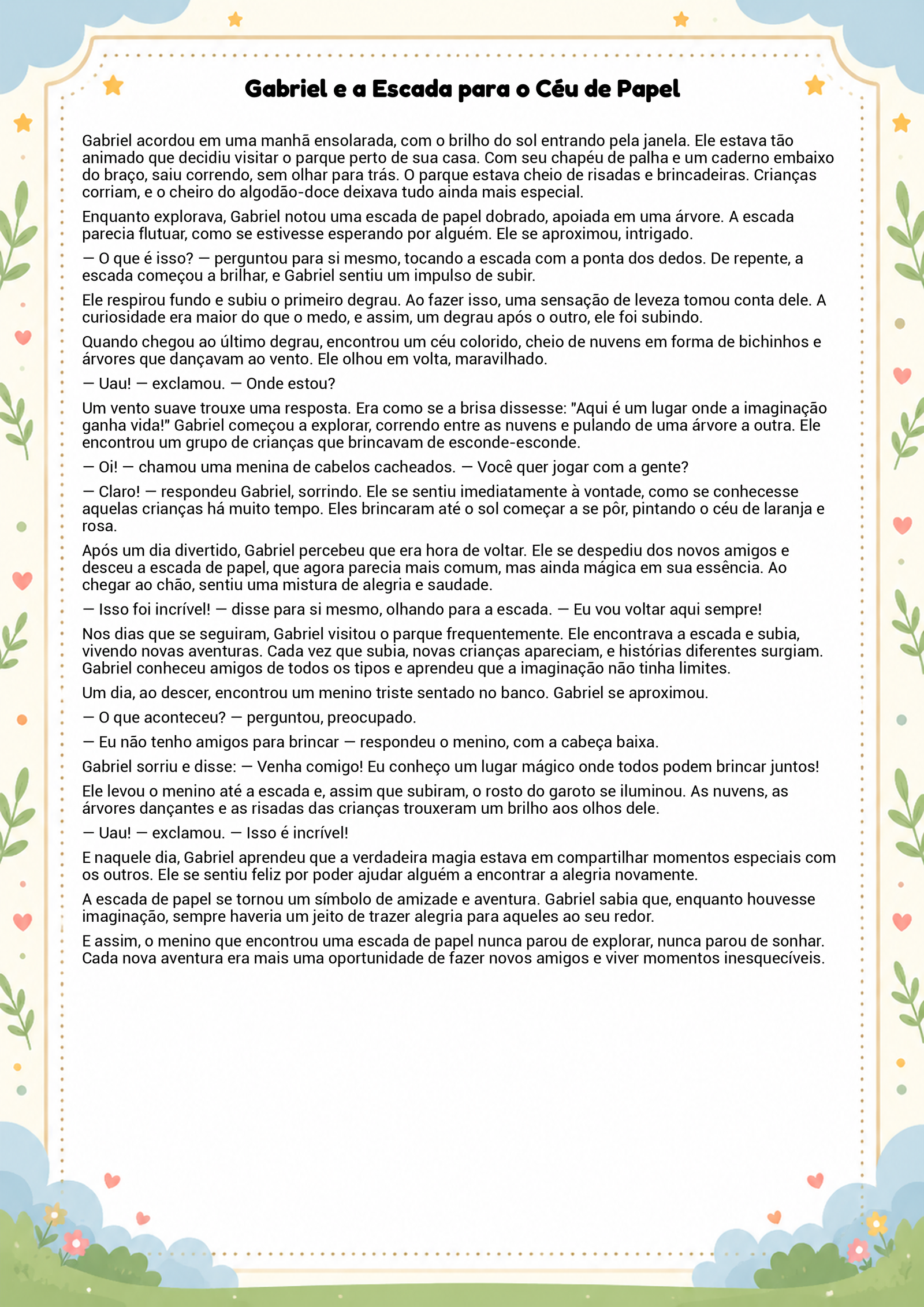 História infantil para imprimir