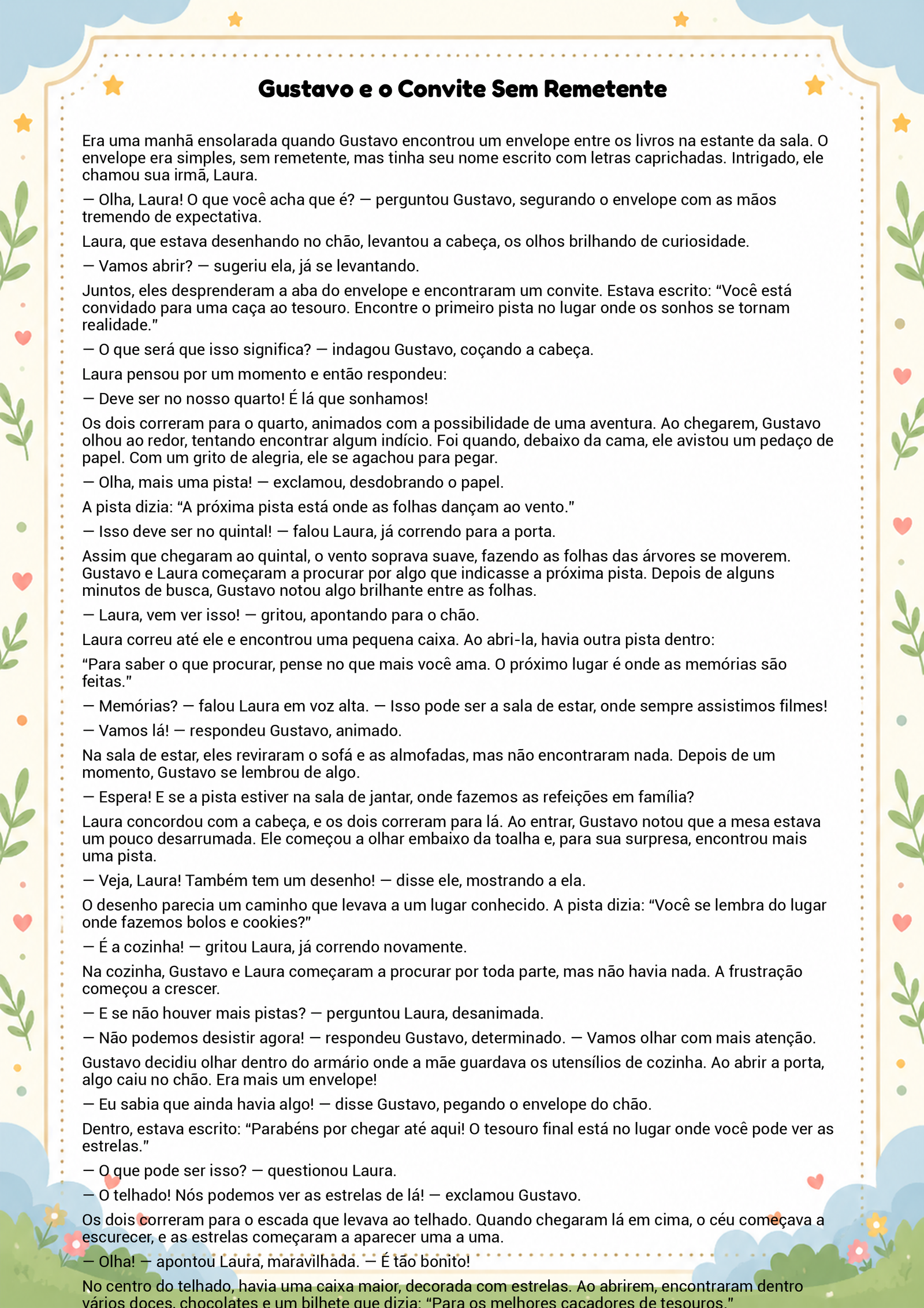 História infantil para imprimir