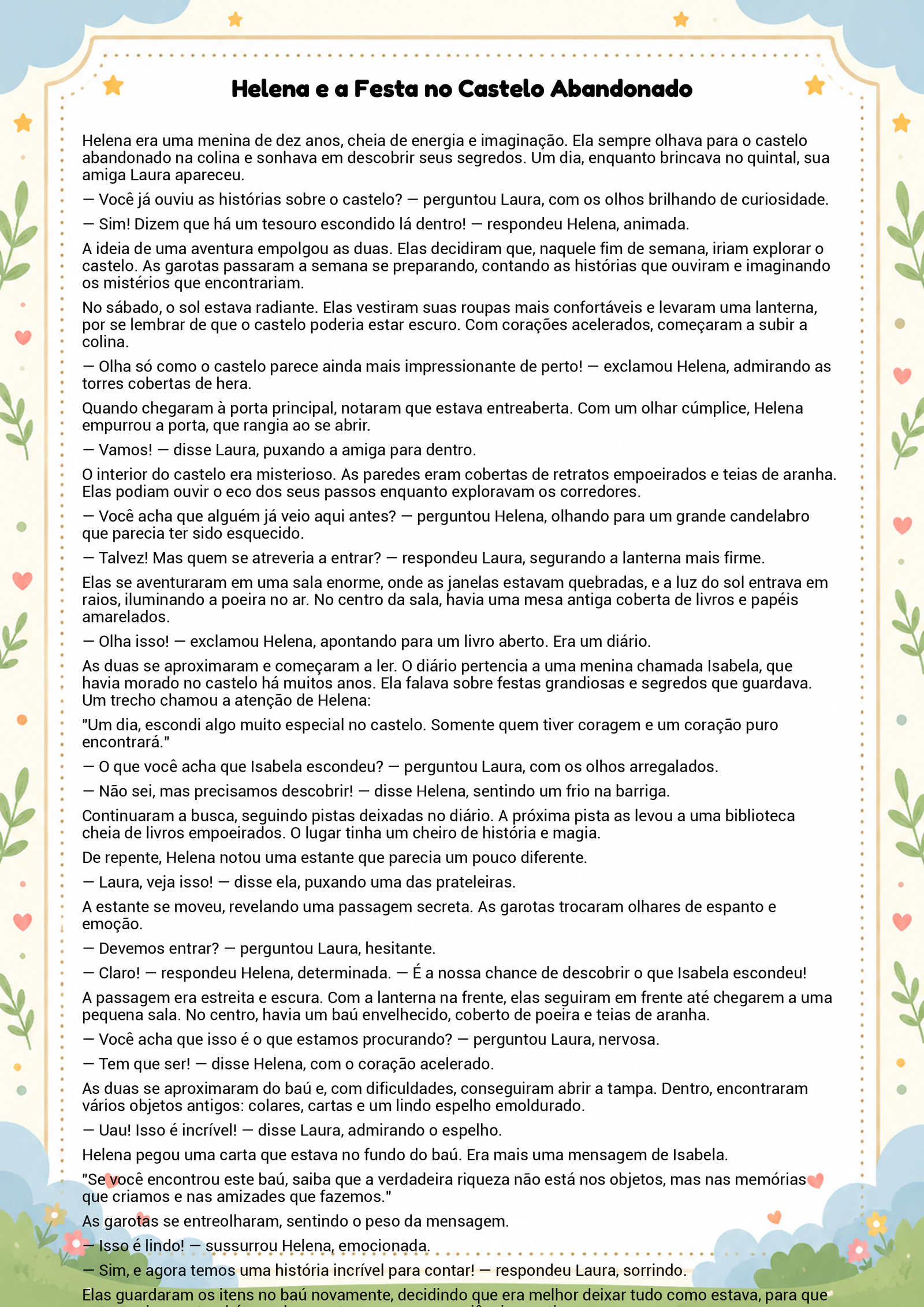 História infantil para imprimir