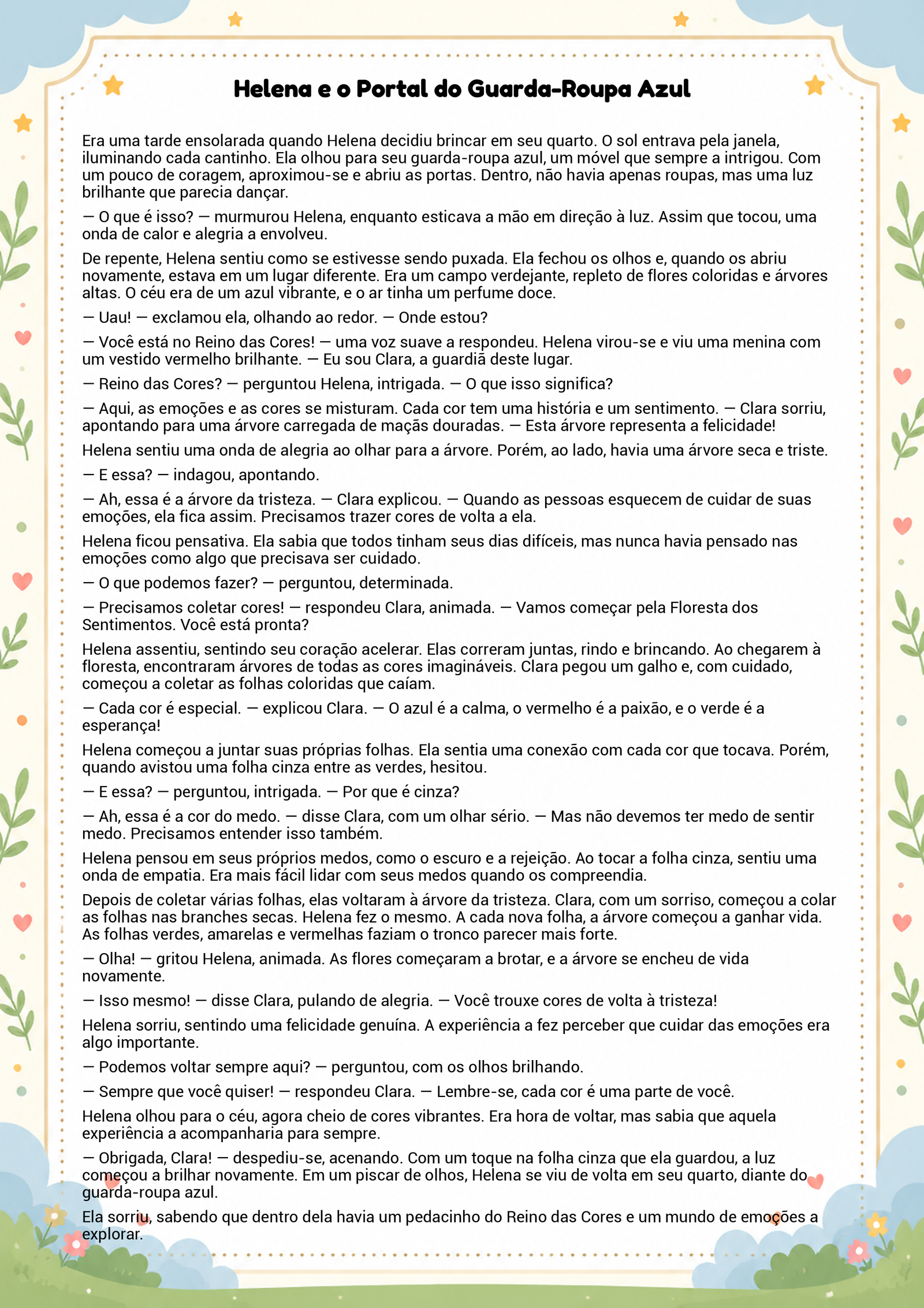 História infantil para imprimir