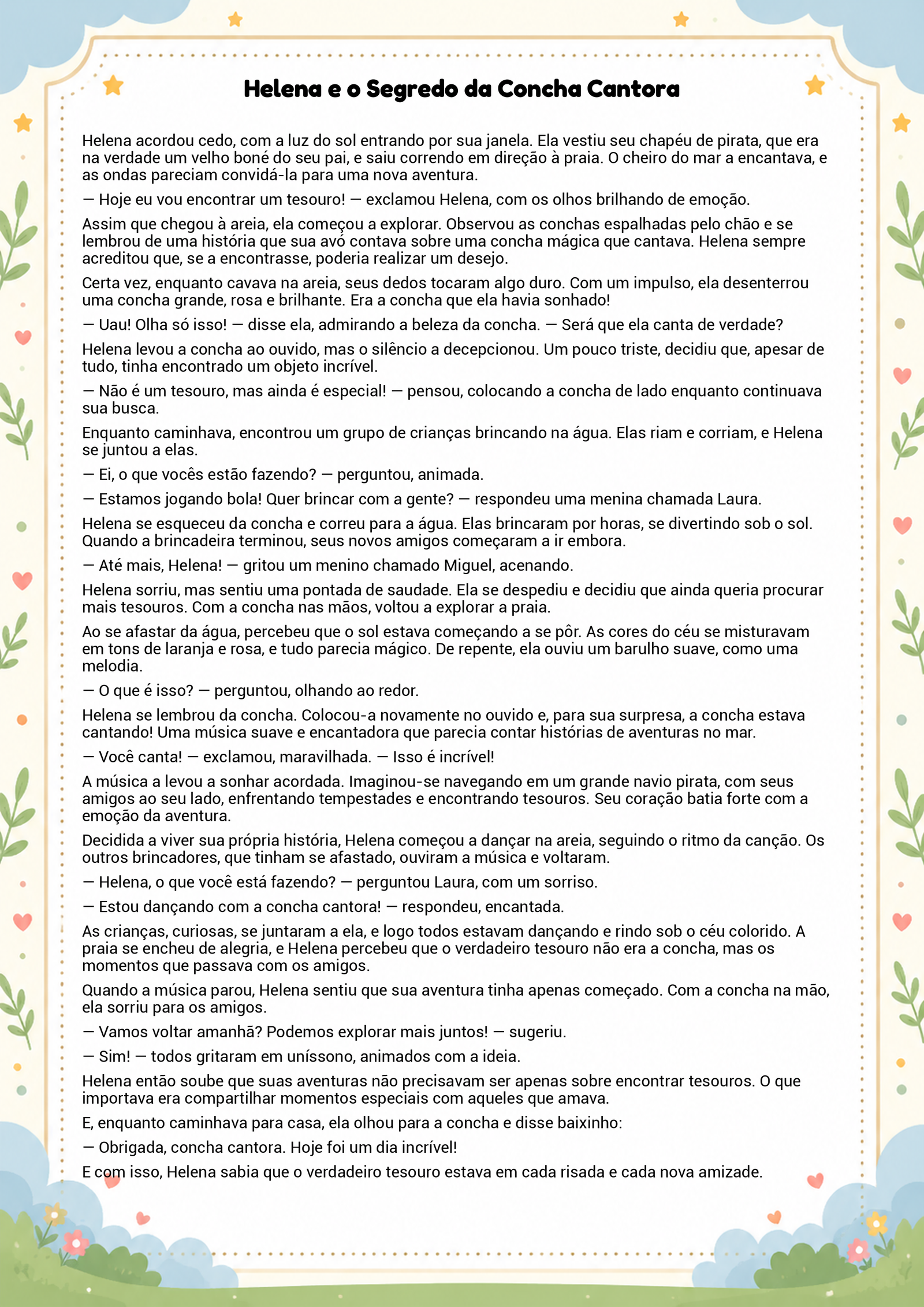 História infantil para imprimir