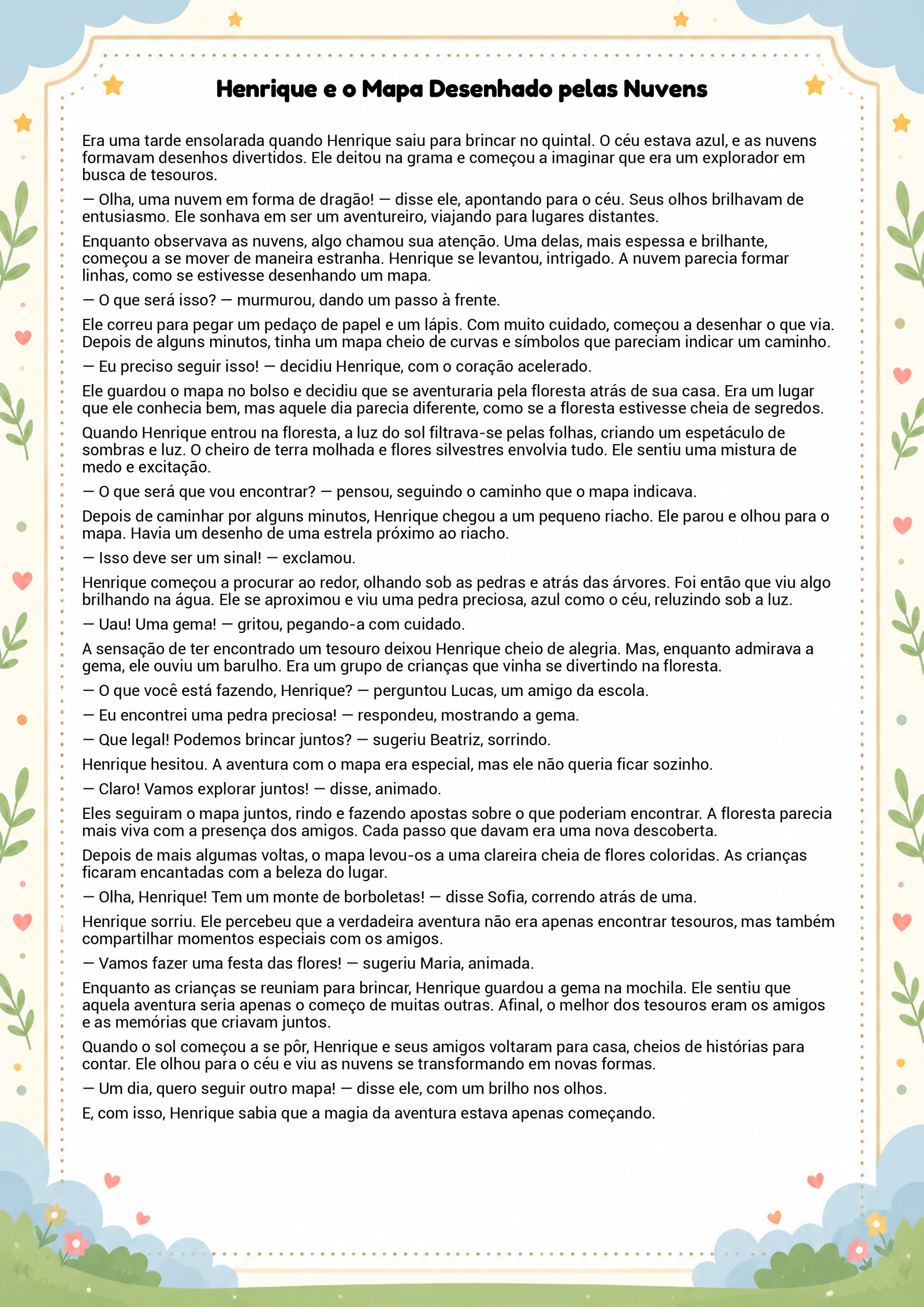 História infantil para imprimir