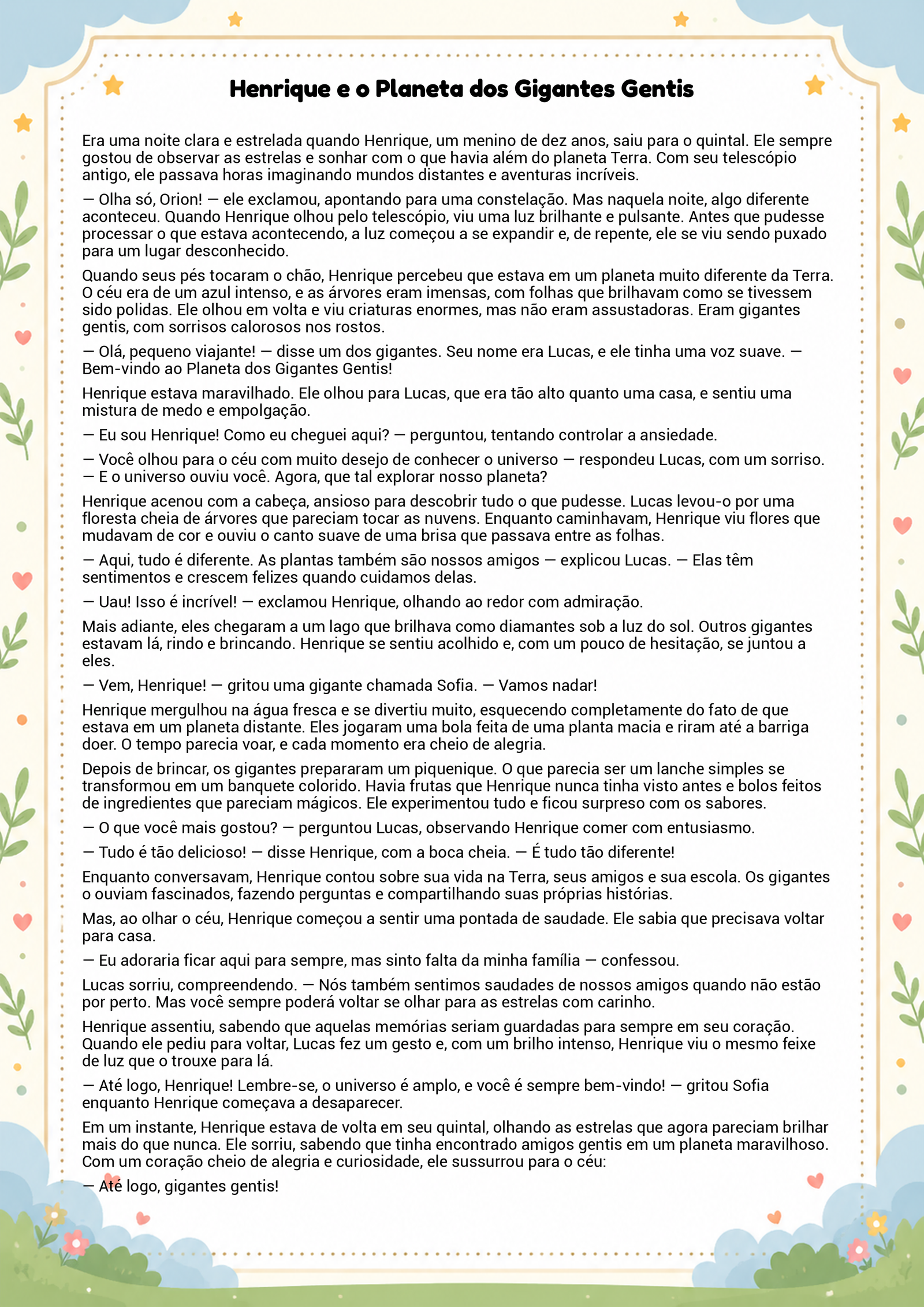 História infantil para imprimir