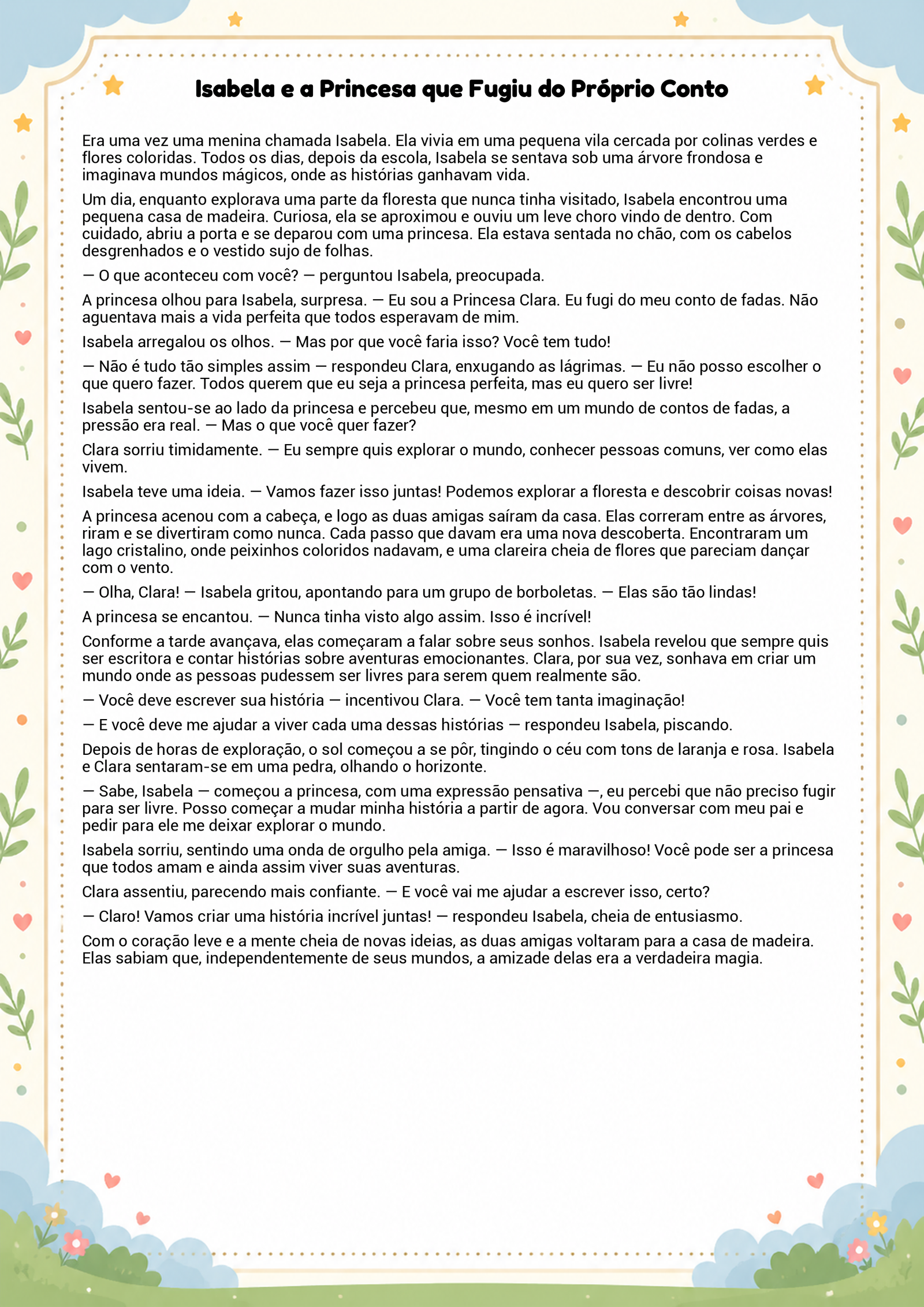 História infantil para imprimir