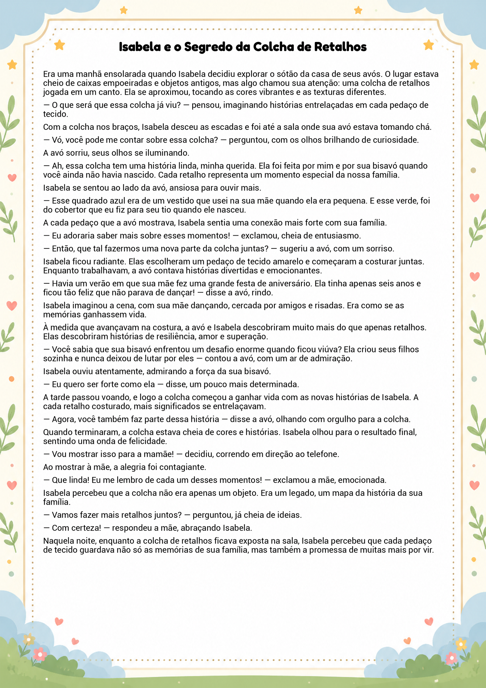 História infantil para imprimir