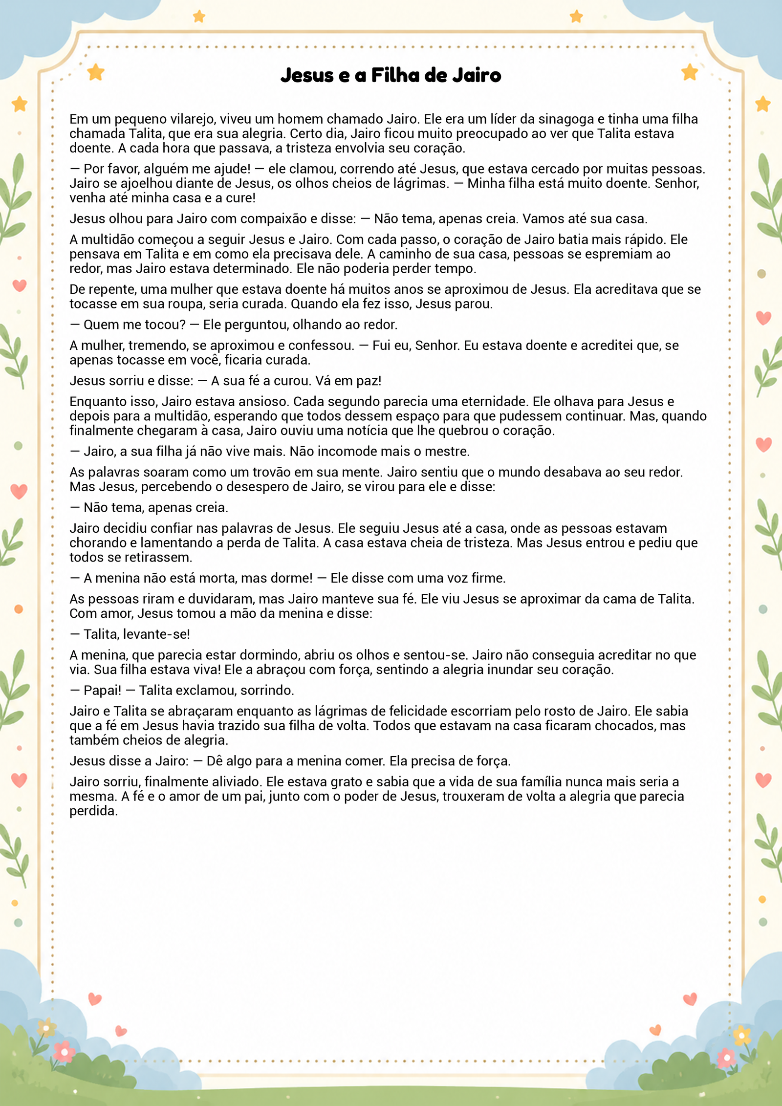 História infantil para imprimir