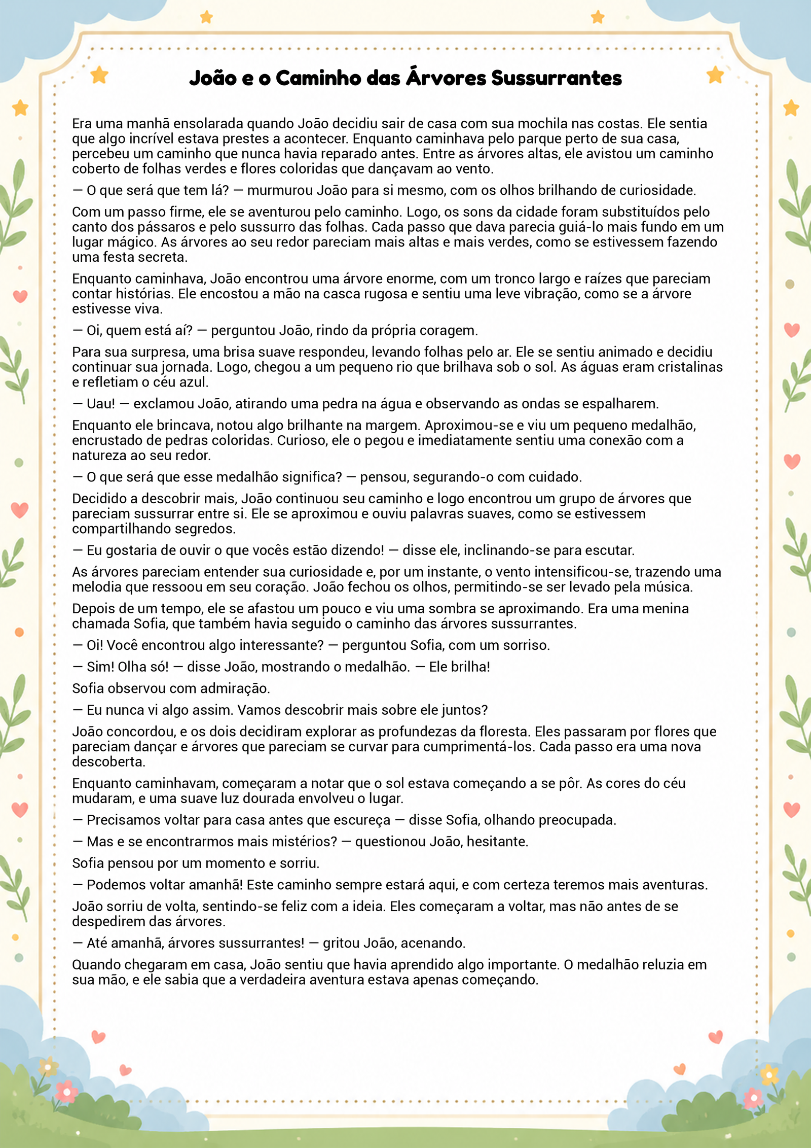 História infantil para imprimir