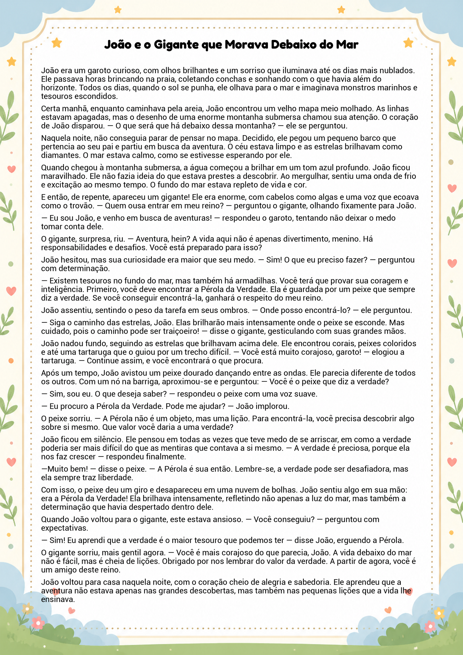 História infantil para imprimir