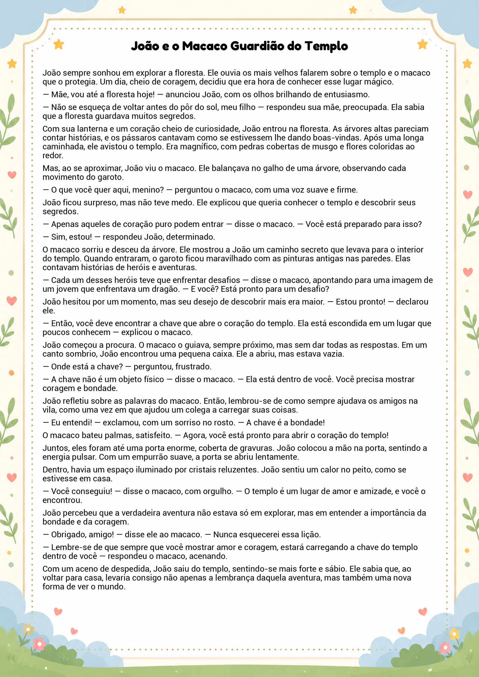 História infantil para imprimir