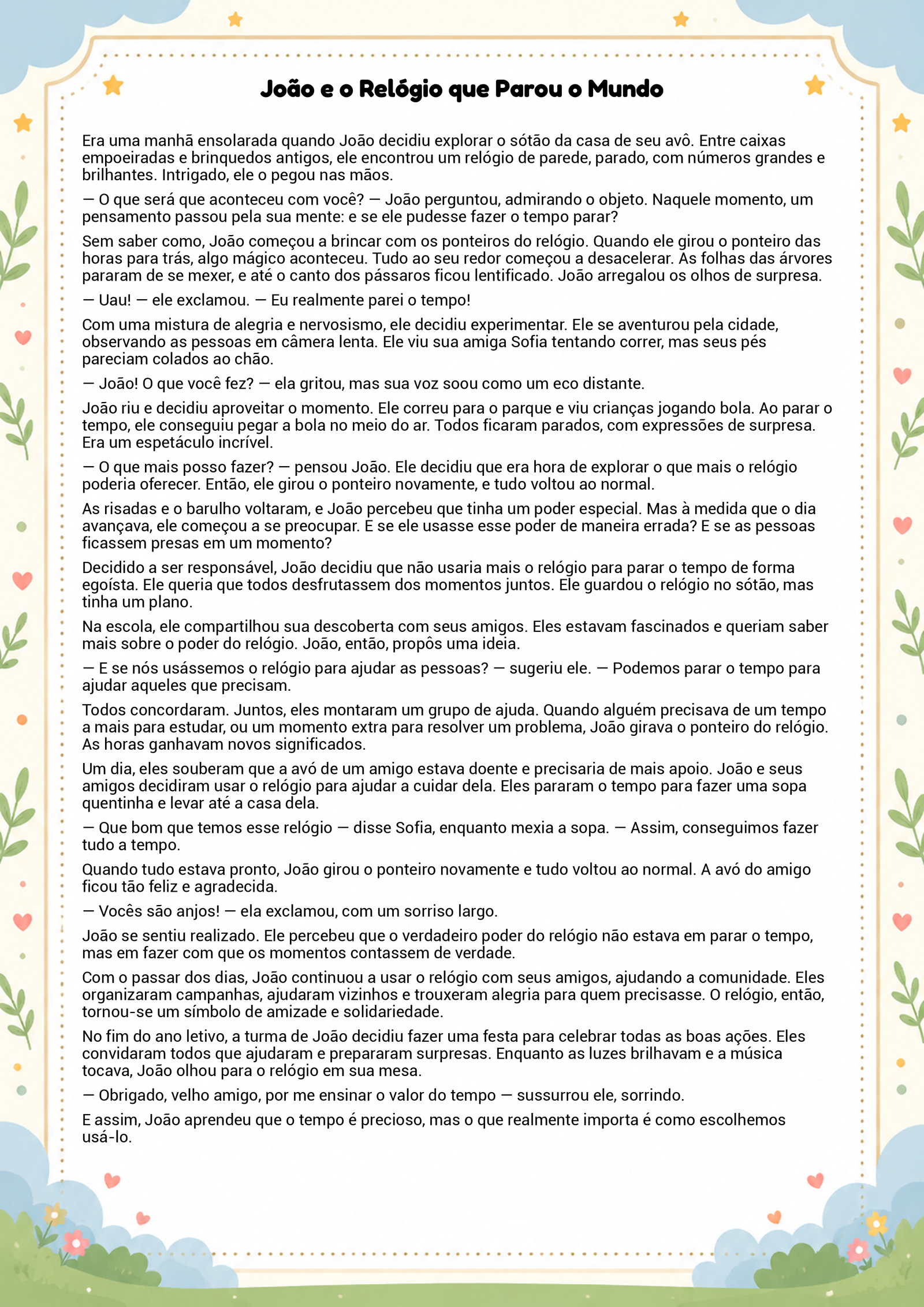 História infantil para imprimir