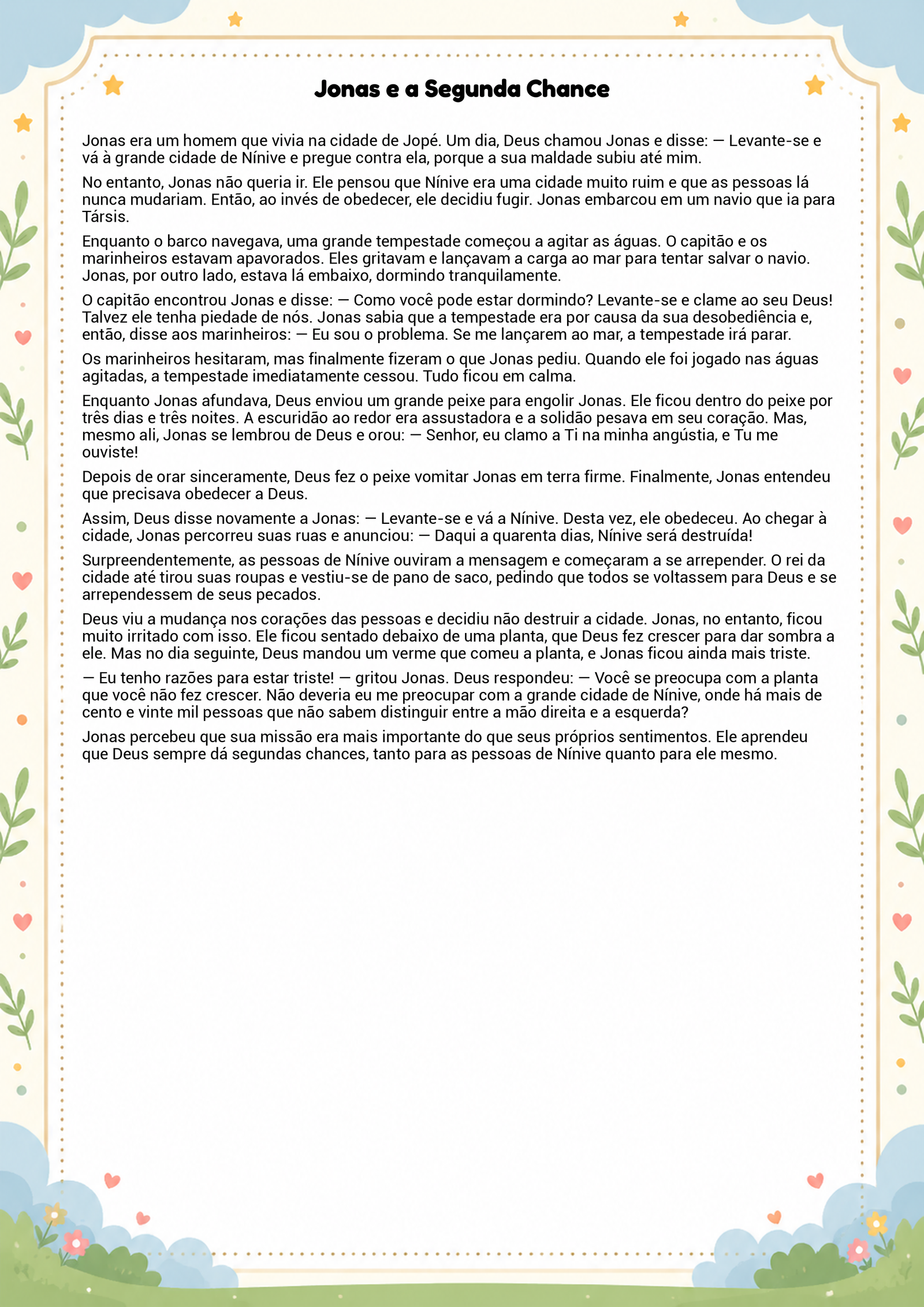 História infantil para imprimir