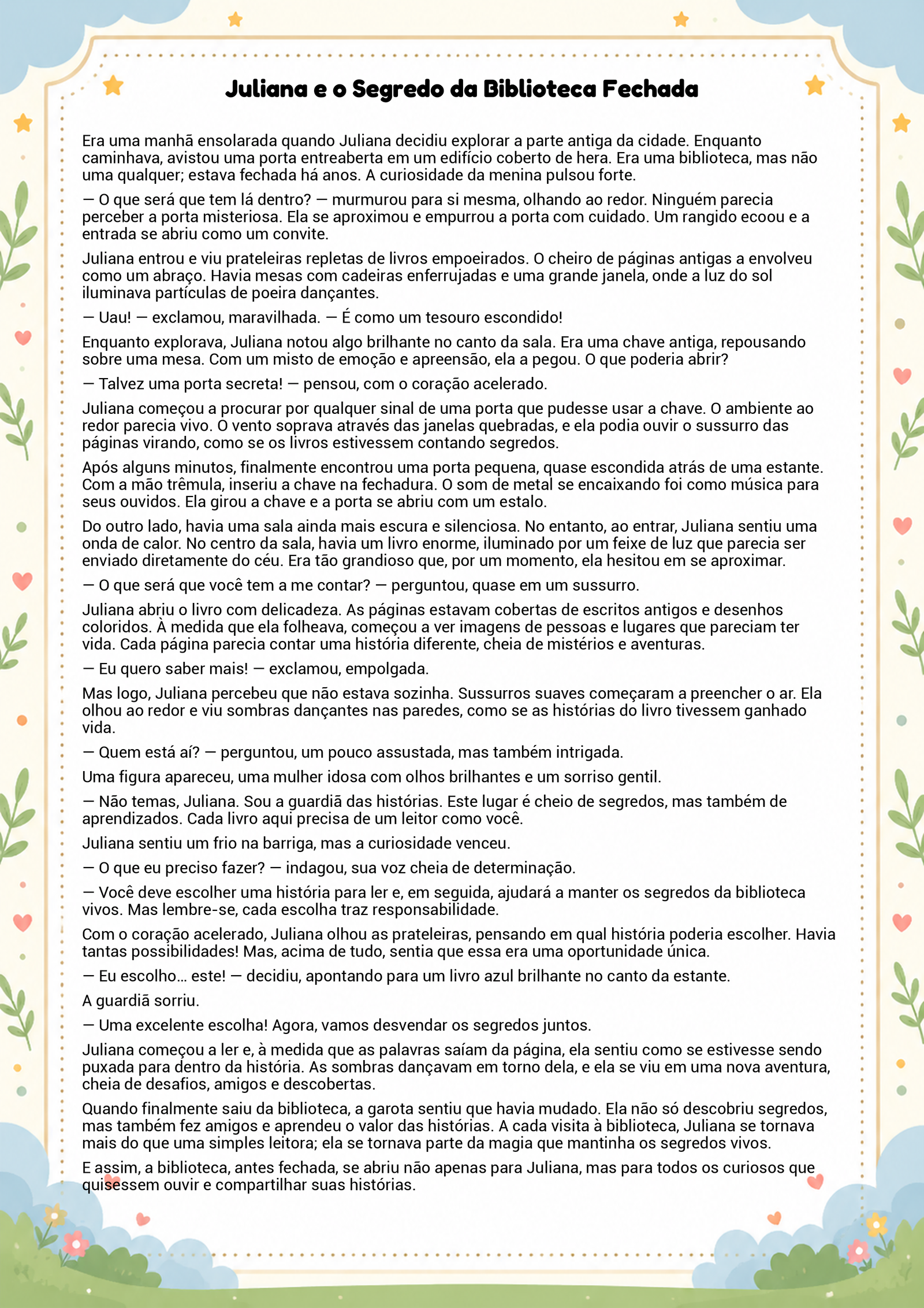 História infantil para imprimir
