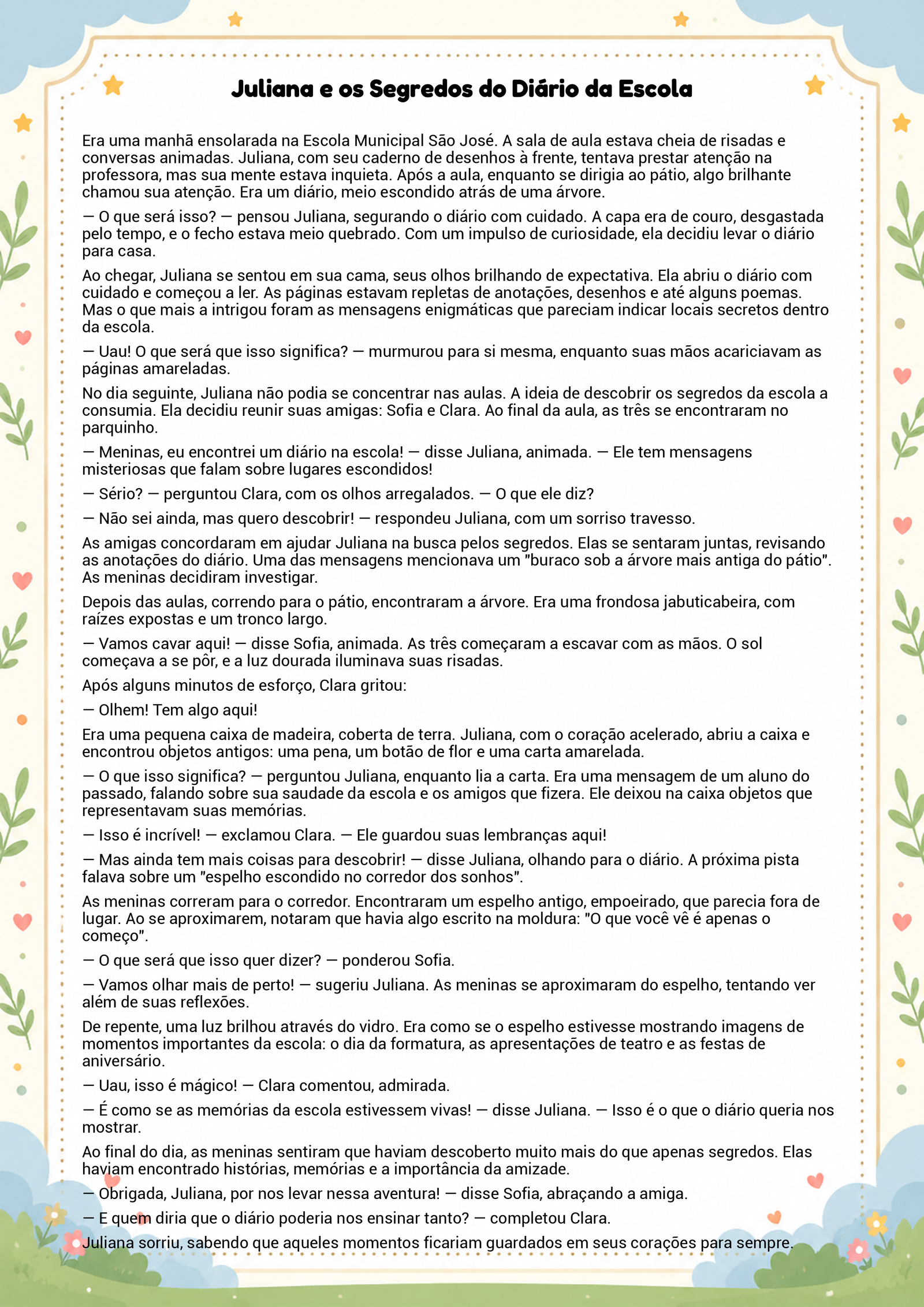 História infantil para imprimir