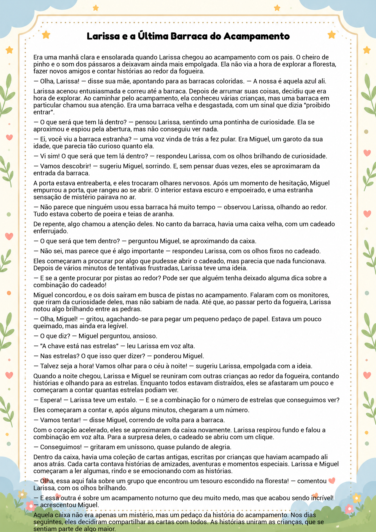 História infantil para imprimir